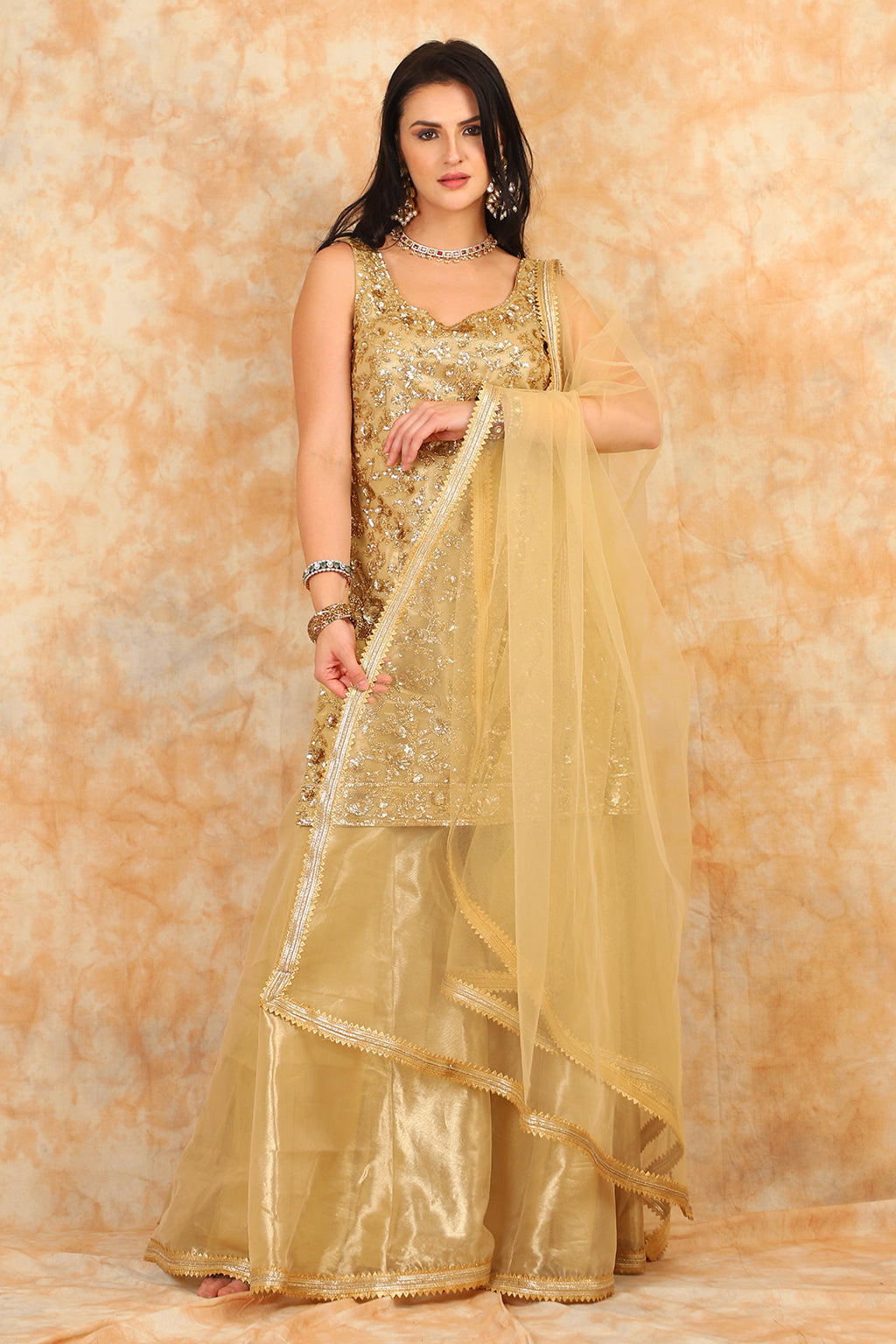 Gold Kameez with Sharara