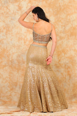 Gold embroidered Top with embroidered lehenga
