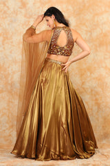Gold Embroidery Sequence Top with elegant skirt