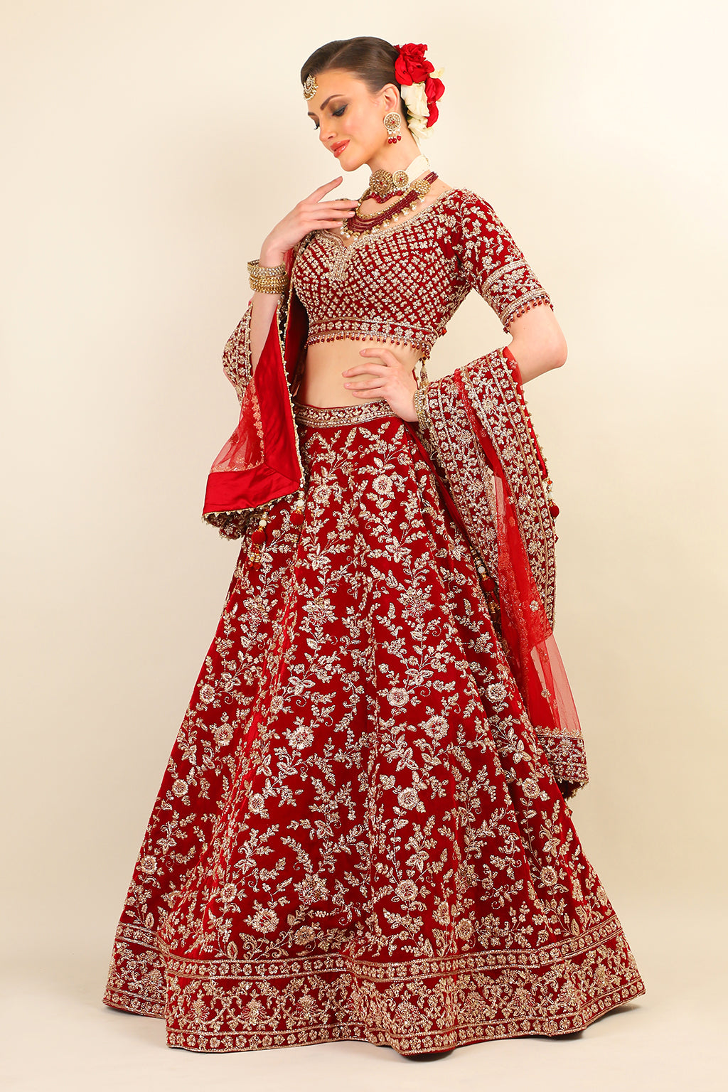 RED VELVET BRIDAL LEHENGA