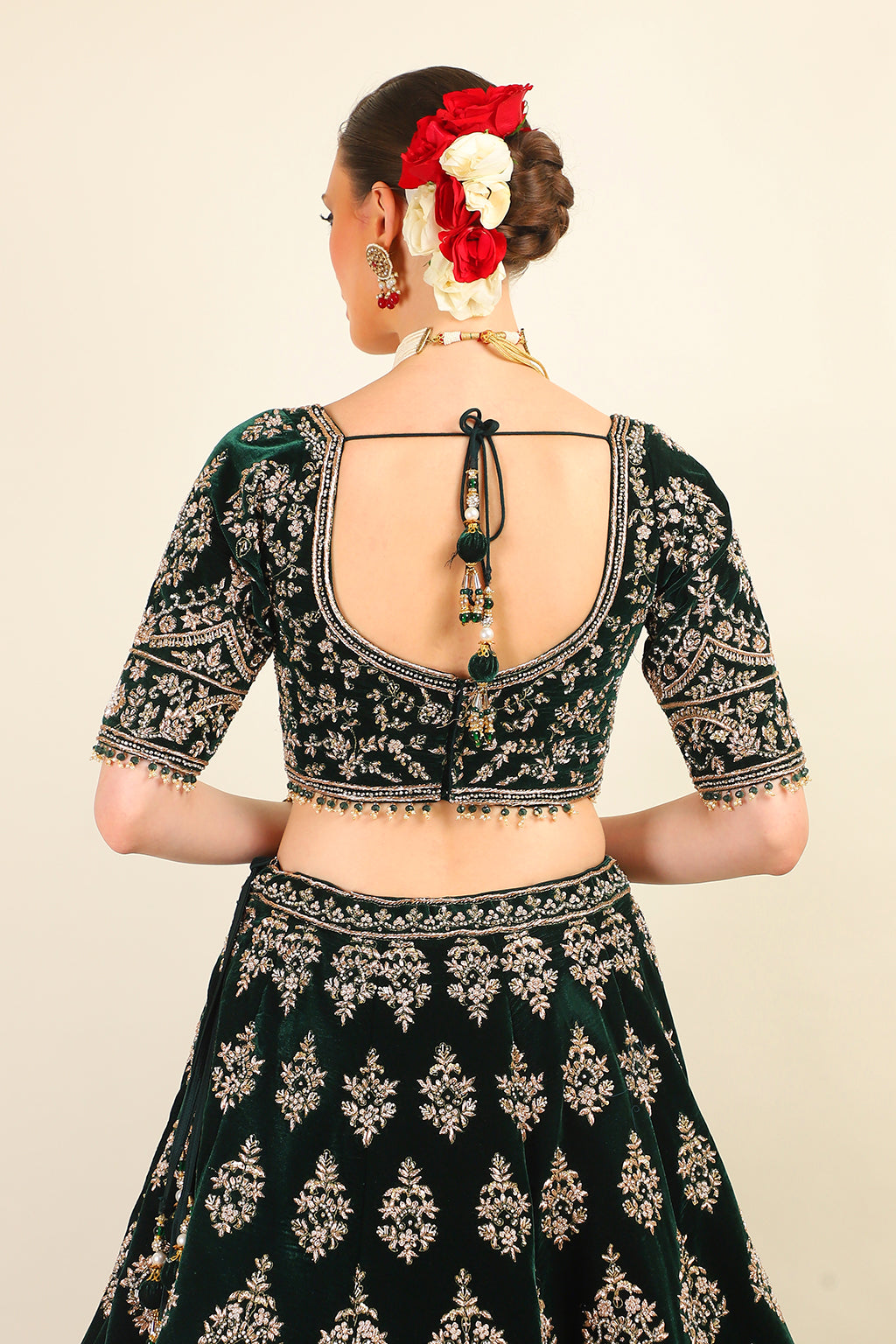 GREEN VELVET LEHENGA