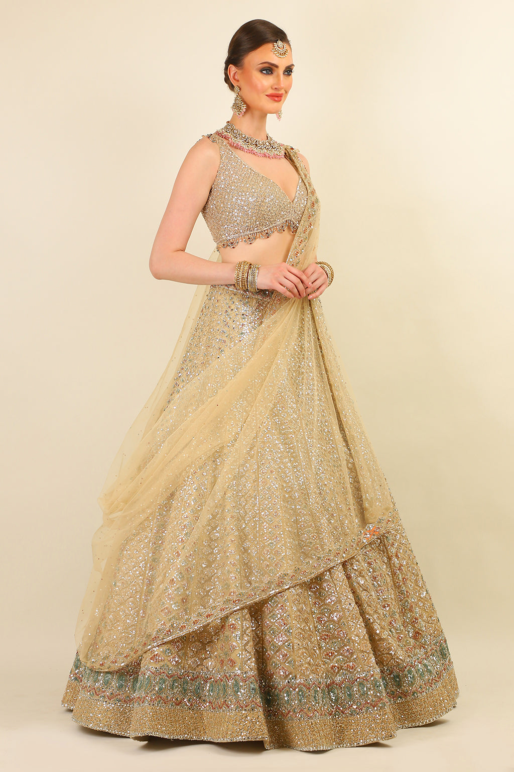 LIGHT GOLD BRIDAL LEHENGA