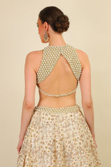 EMBROIDERED LEHENGA WITH PEARL WORK TOP