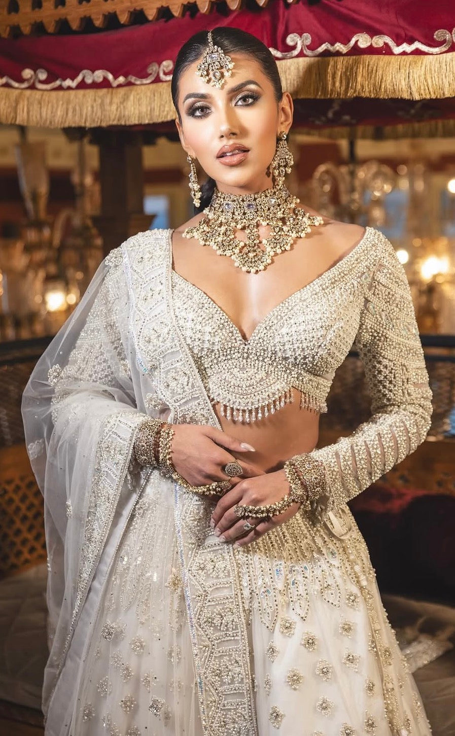 Ivory Royal Full-Sleeve Bridal Lehenga Set