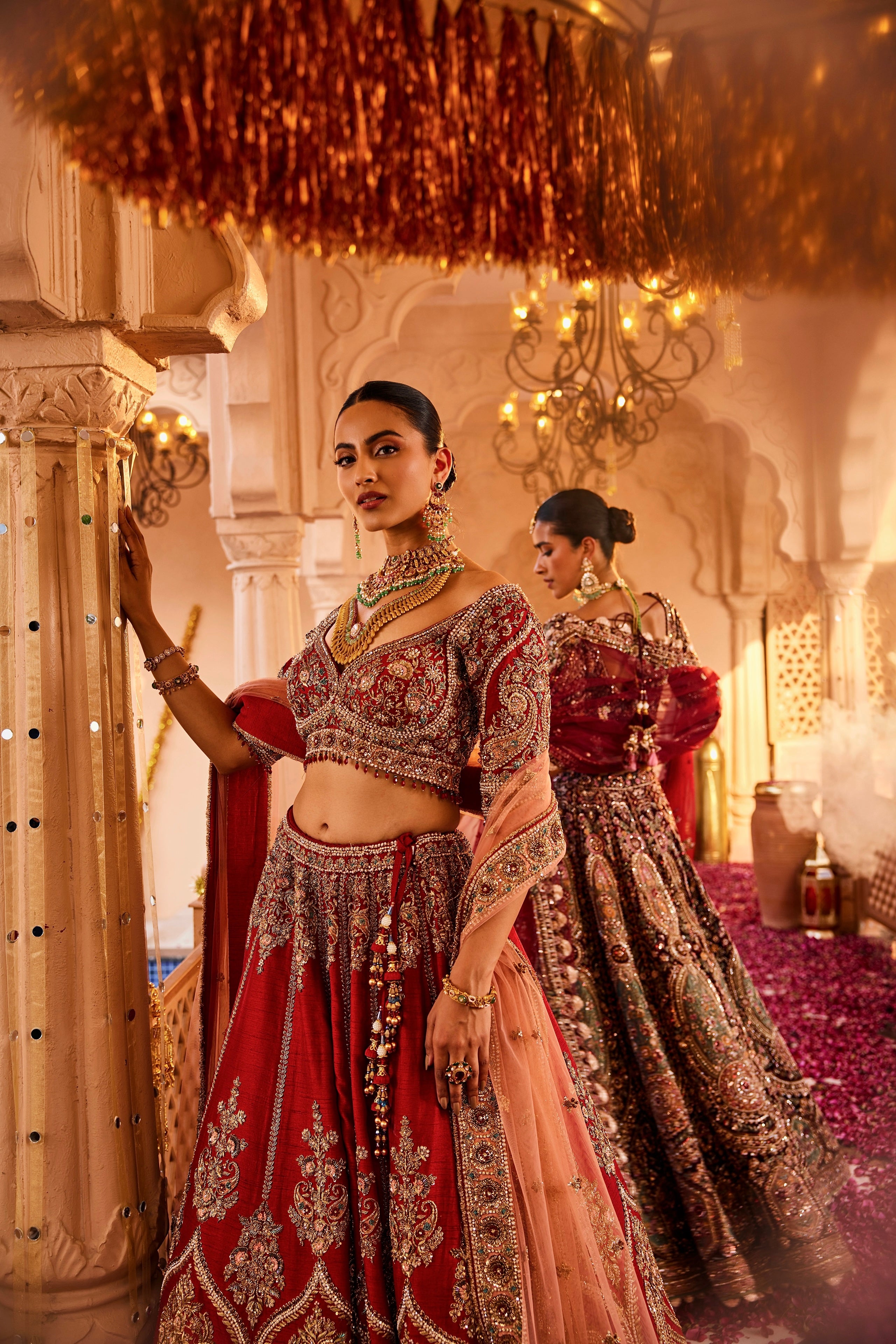 RED SILK BRIAL LEHENGA WITH EMBROIDERY TOP AND DUPATTA