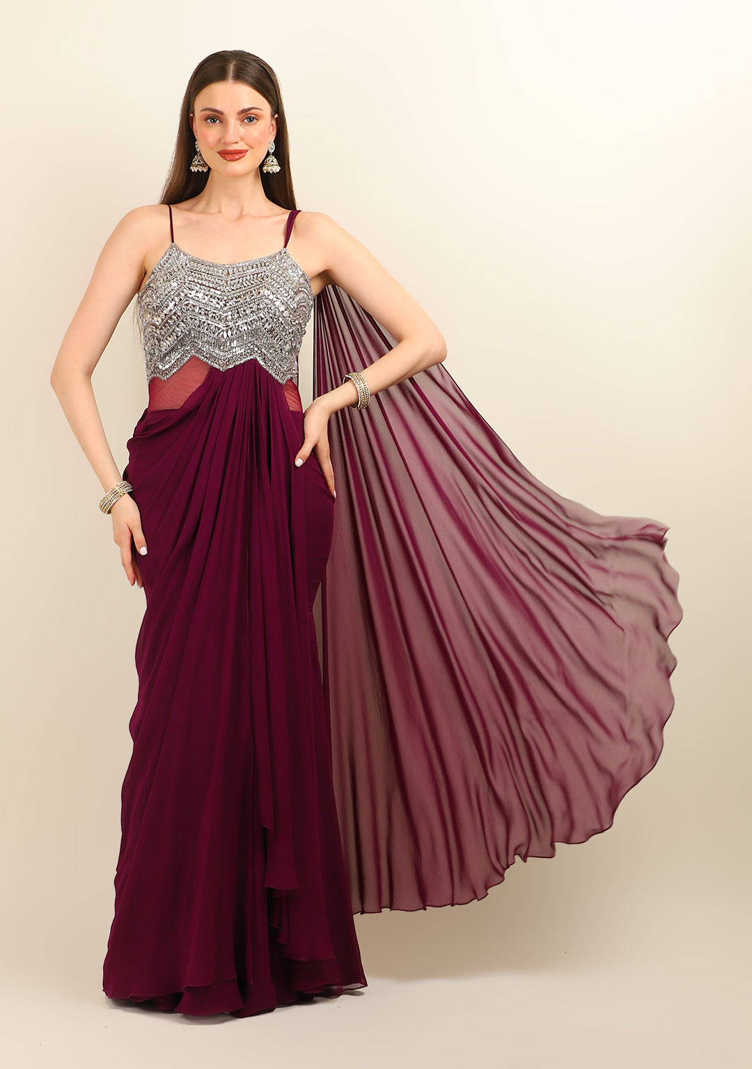 PURPLE STITCH SAREE