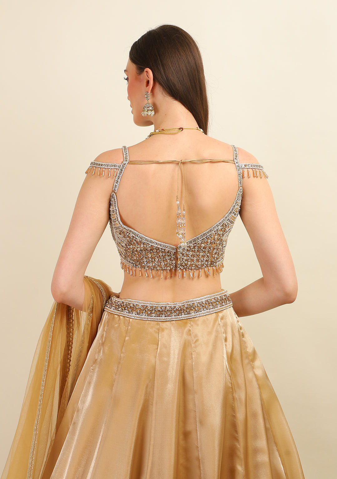 HAND EMBROIDERED TOP WITH GOLD TISSUE SKIRT