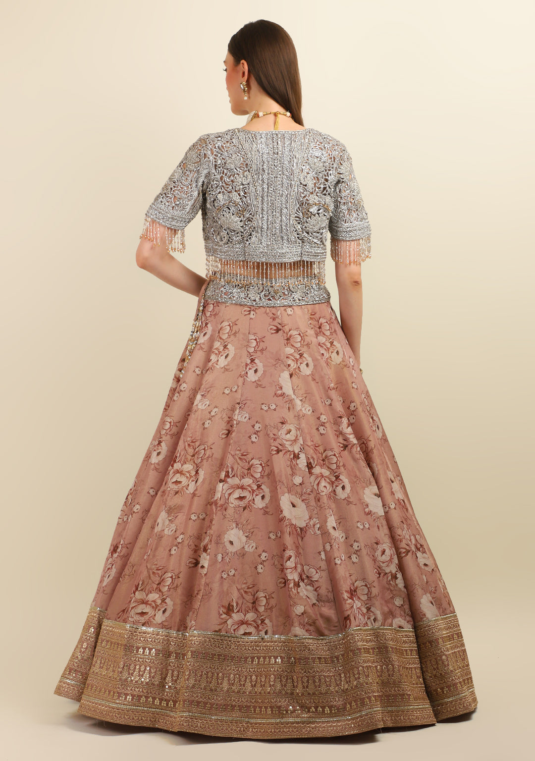 FULLY HAND EMBROIDERY TOP & CAPE WITH LEHENGA DUPATTA