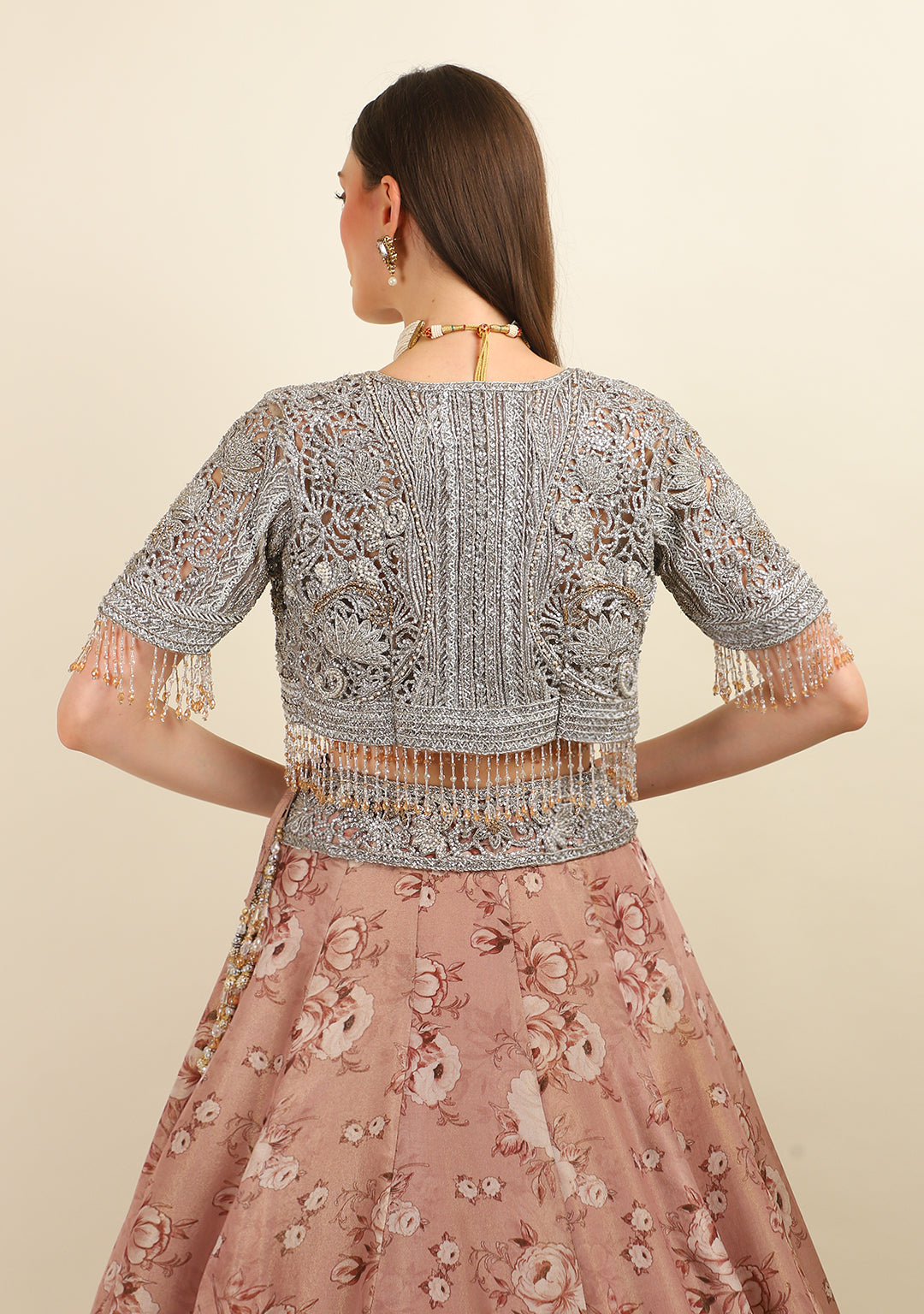 FULLY HAND EMBROIDERY TOP & CAPE WITH LEHENGA DUPATTA