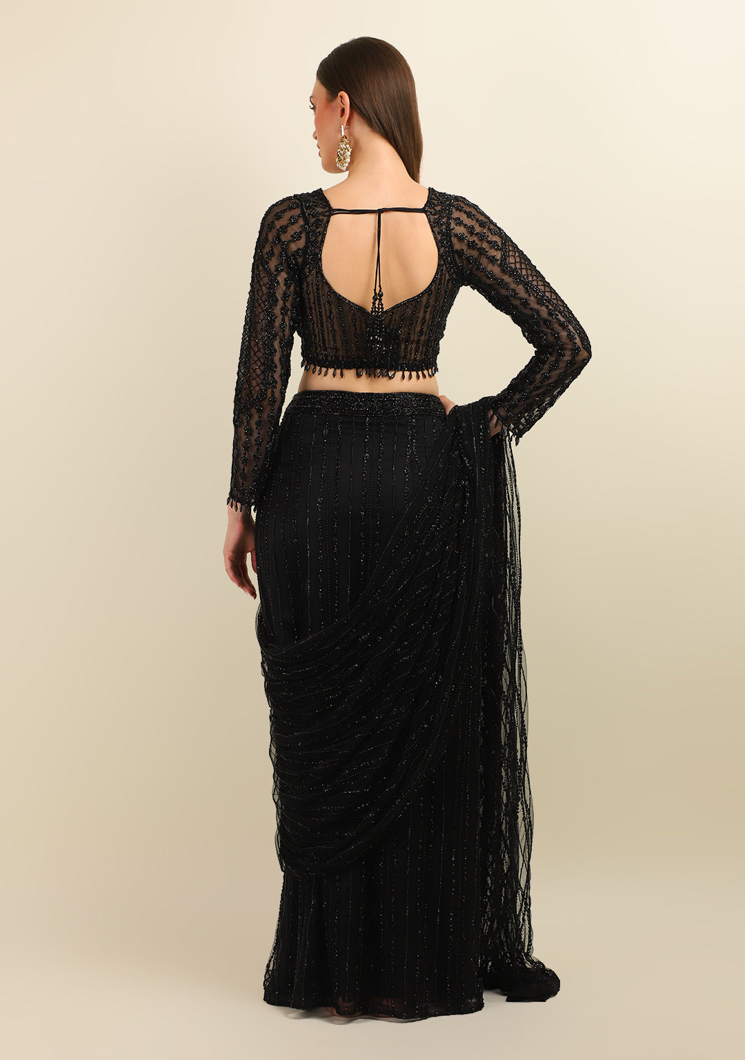 BLACK HAND EMBROIDERY SAREE WITH EMBROIDERY TOP