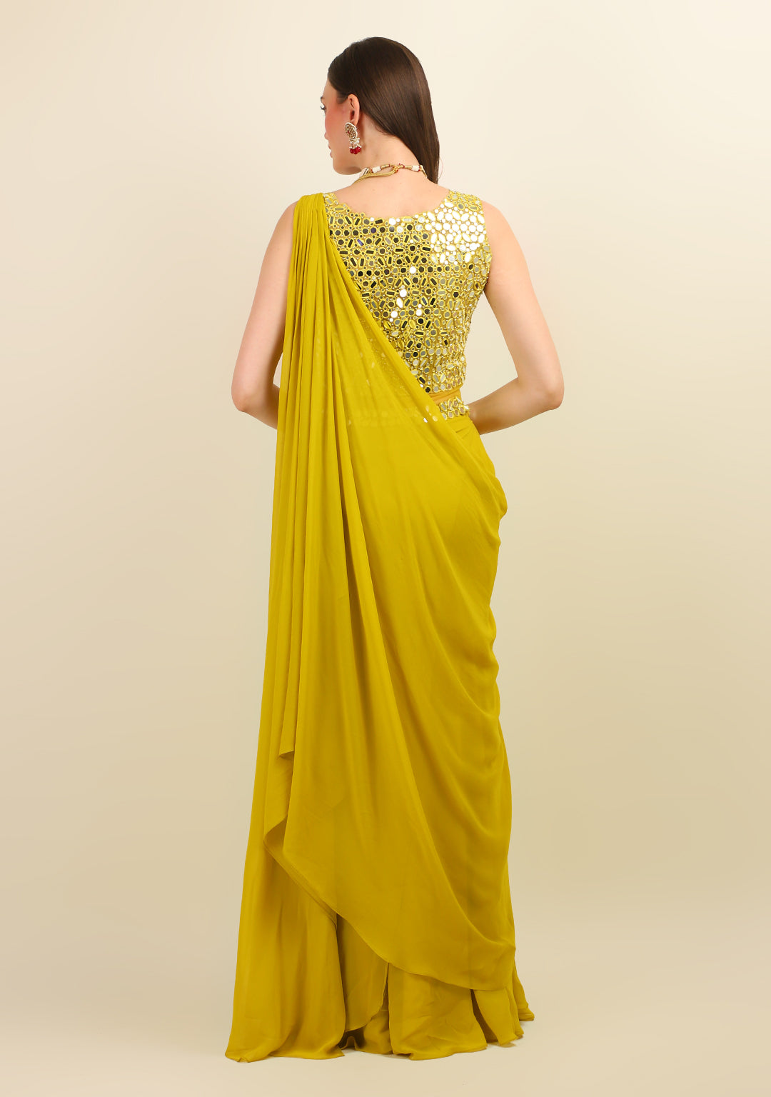 LIME GREEN EMBROIDERY SRITCH SAREE