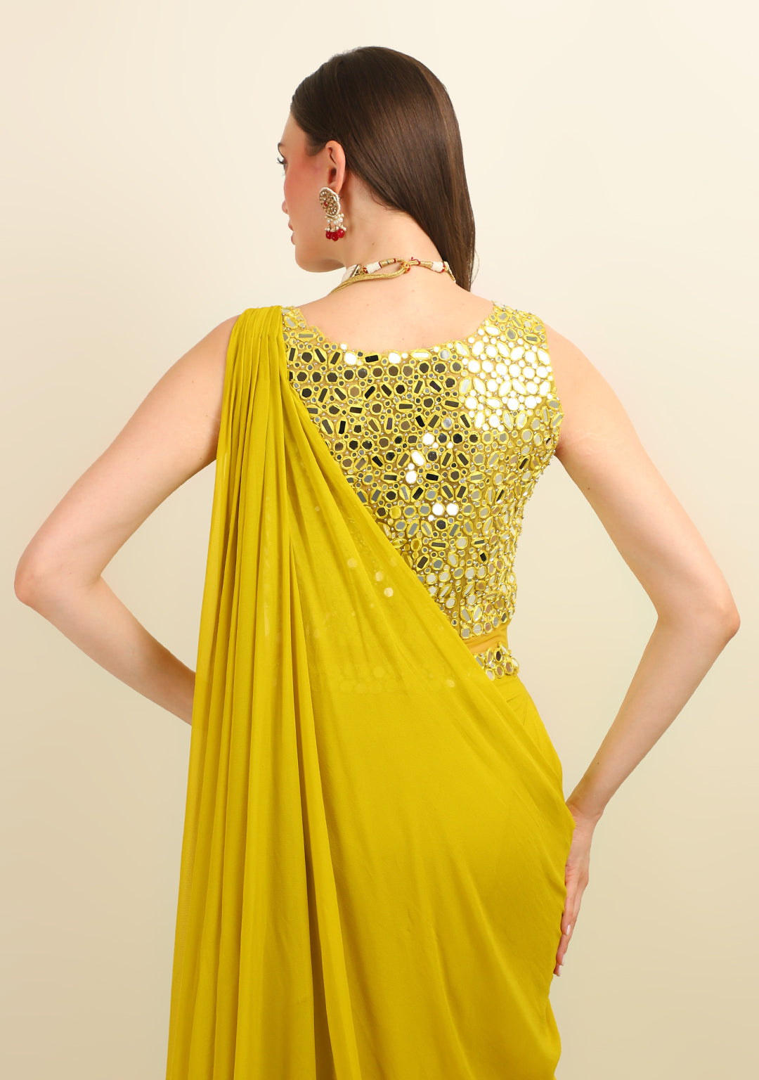LIME GREEN EMBROIDERY SRITCH SAREE
