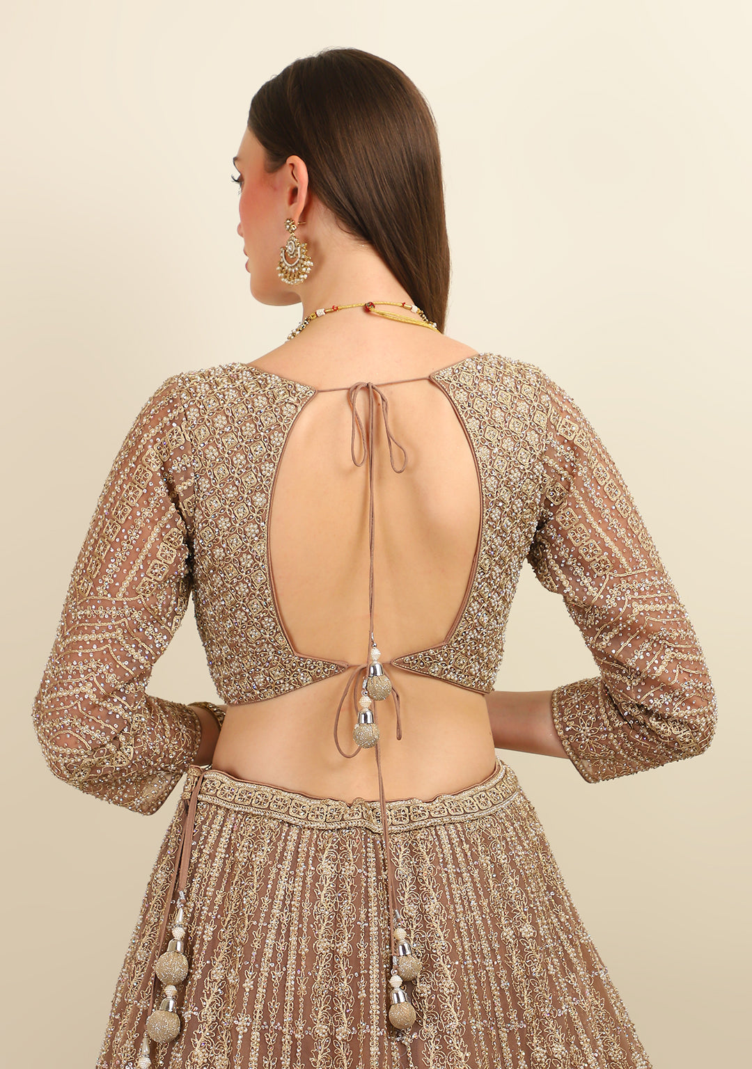 COPPER EMBROIDERY  TOP WITH LEHENGA