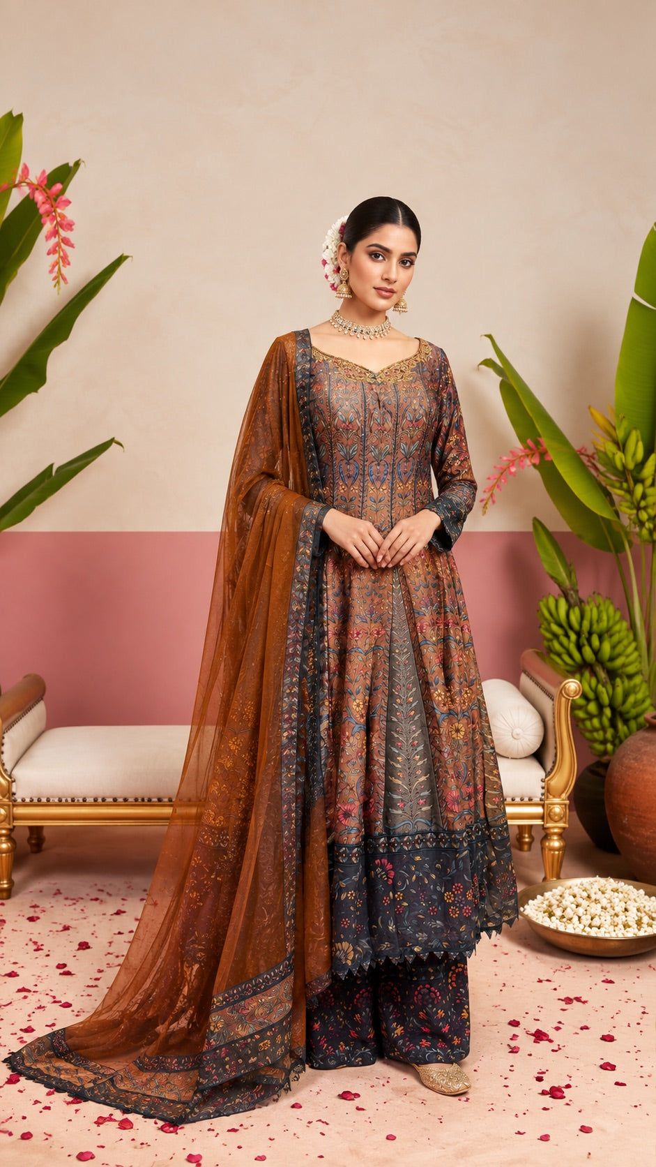 Bright Blue Printed Sharara Set