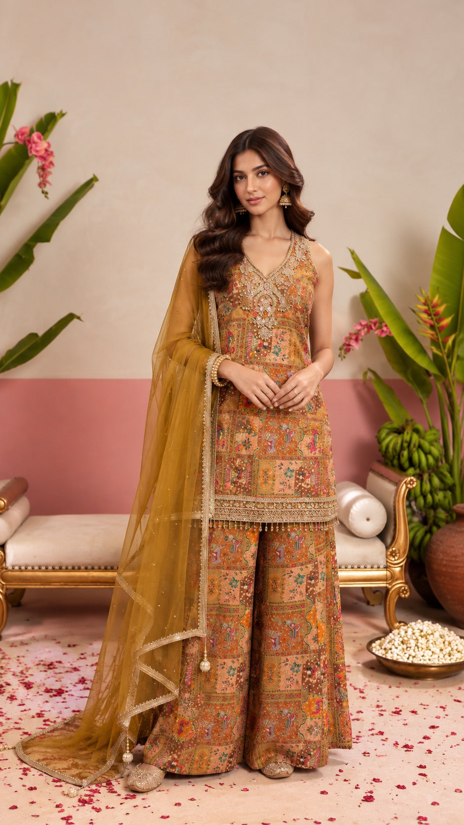 Amber Mustard Sharara Set