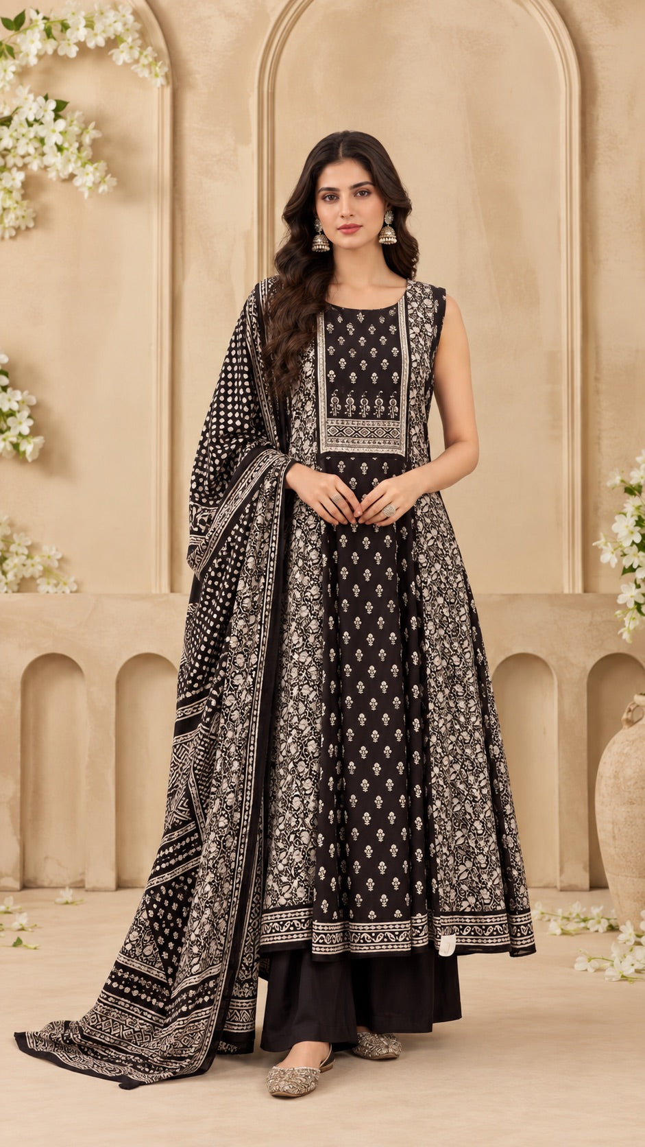 Noir Black Printed Suit Set