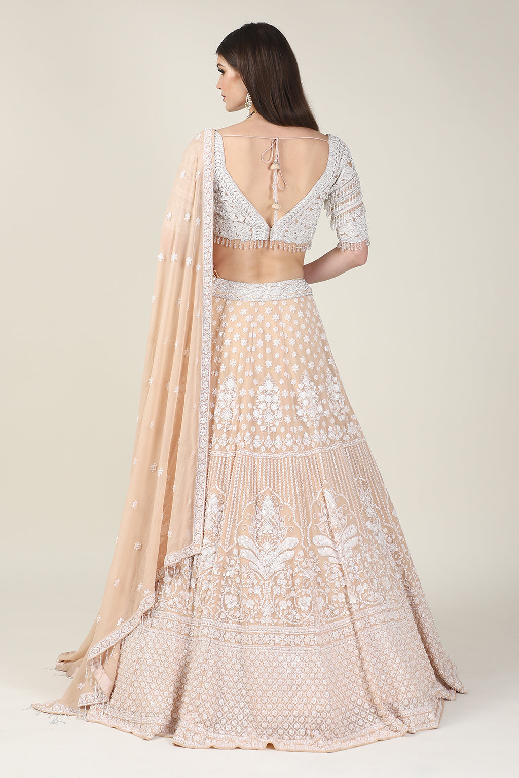 LIGHT PINK EMB FULL SLEEVE TOP WITH EMB SKIRT