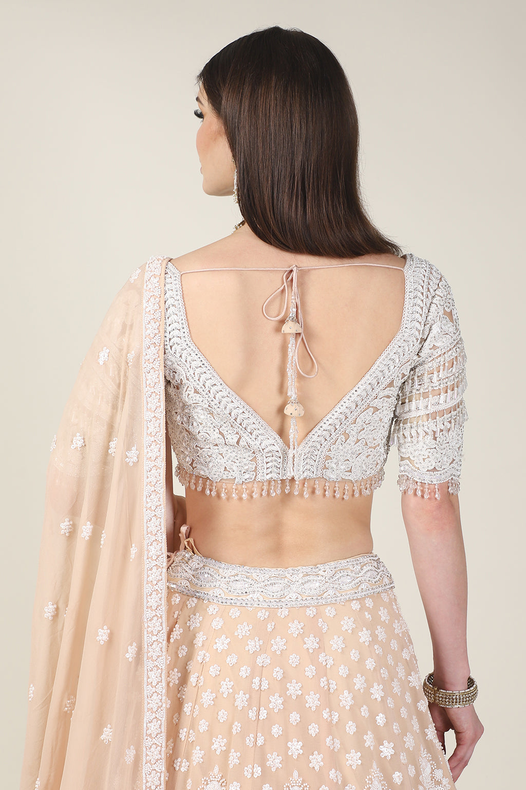 LIGHT PINK EMB FULL SLEEVE TOP WITH EMB SKIRT