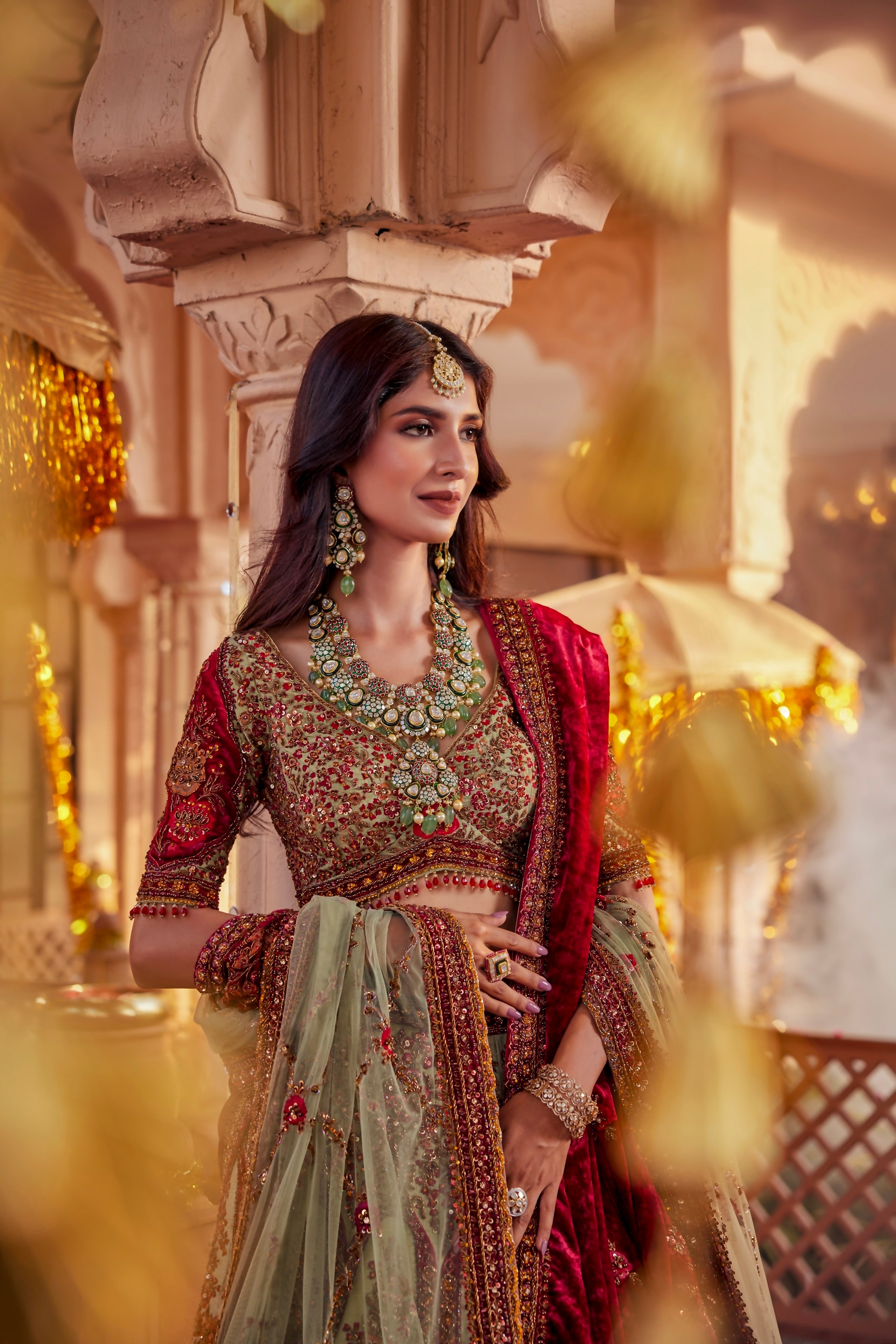 BEAUTIFUL SEA GREEN EMBROIDERY SILK LEHENGA WITH ELEGANT NET DUPTAA