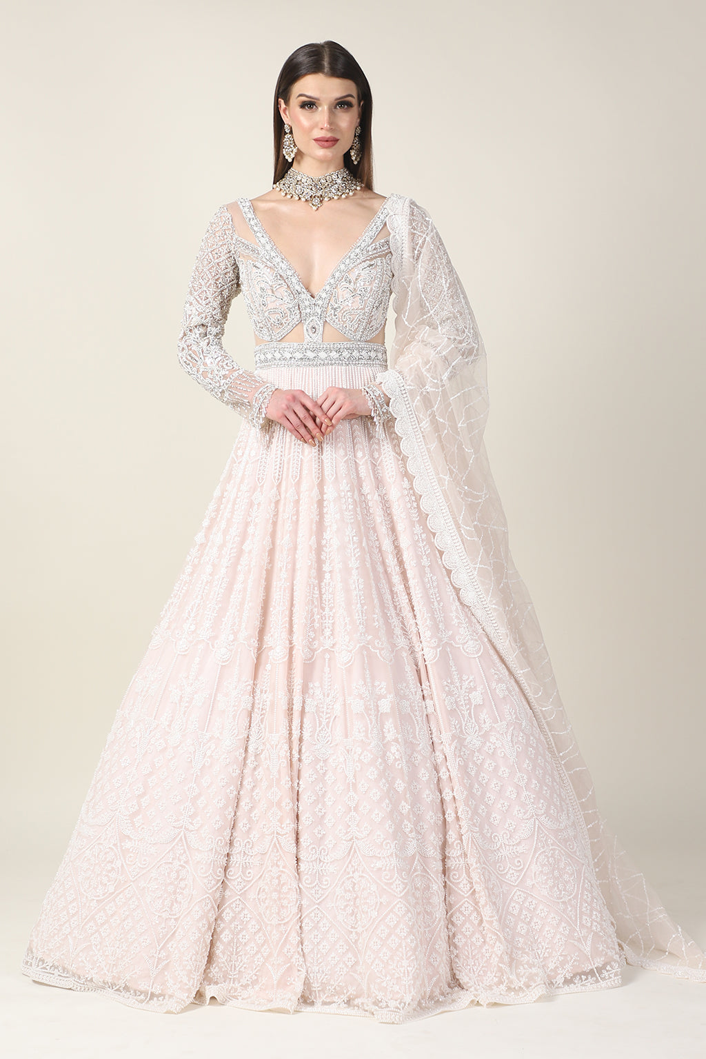 LIGHT PINK EMB GOWN