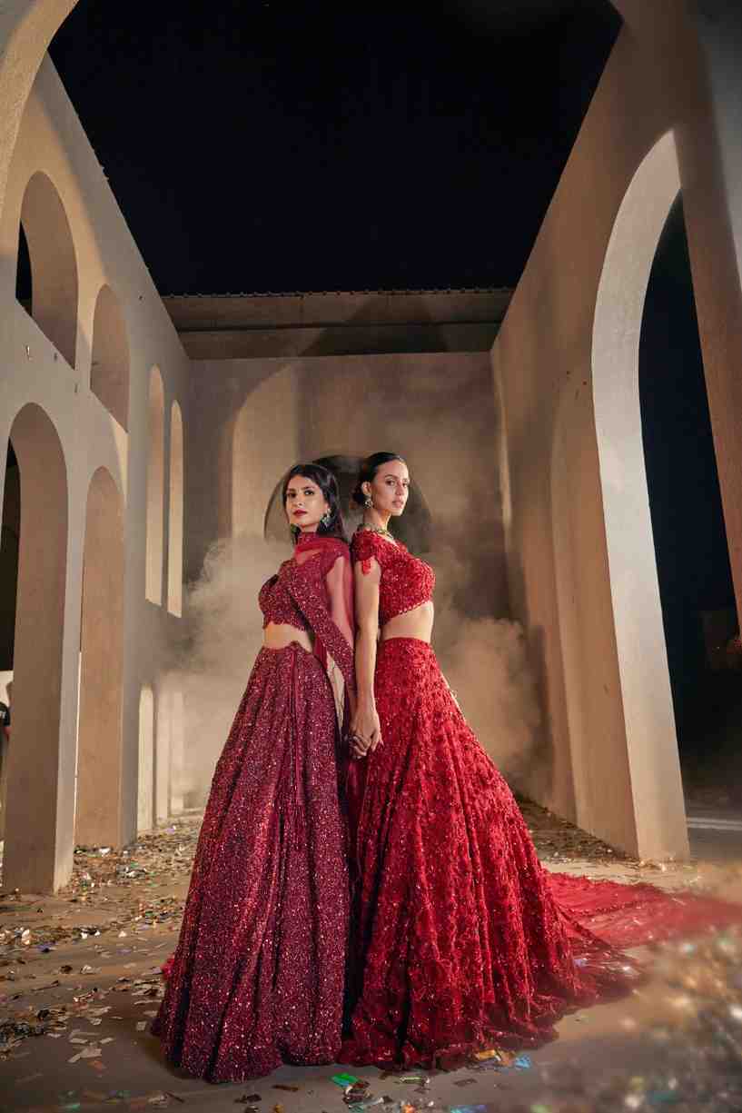 ELEGANT RED LEHENGA WITH BEAUTIFUL HAND EMBROIDERY TOP AND DUPATTA