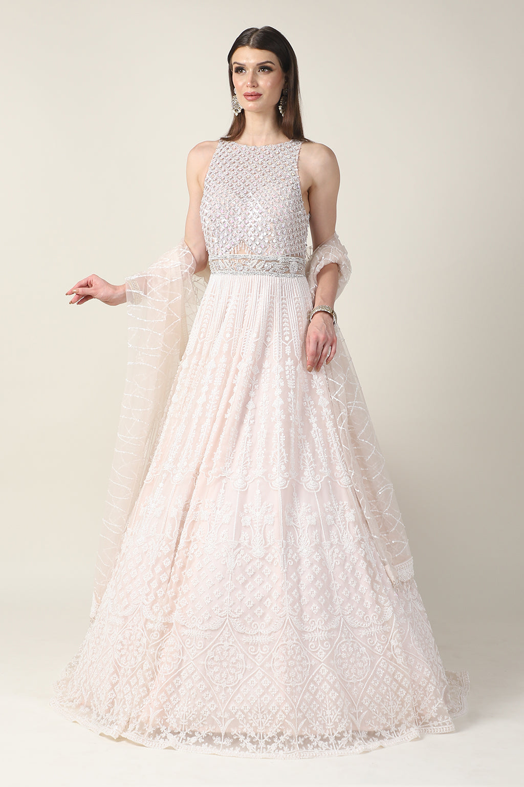 LIGHT PINK EMB GOWN