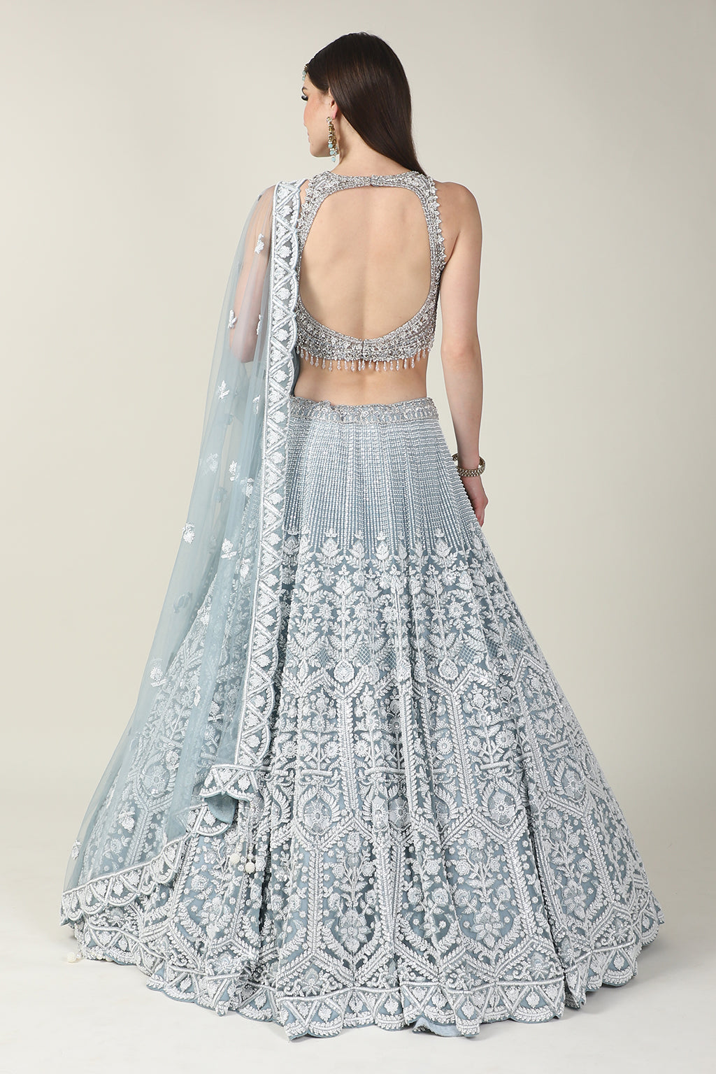 ICE BLUE EMB TOP WITH SKIRT