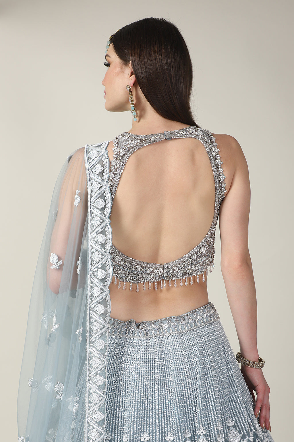 ICE BLUE EMB TOP WITH SKIRT