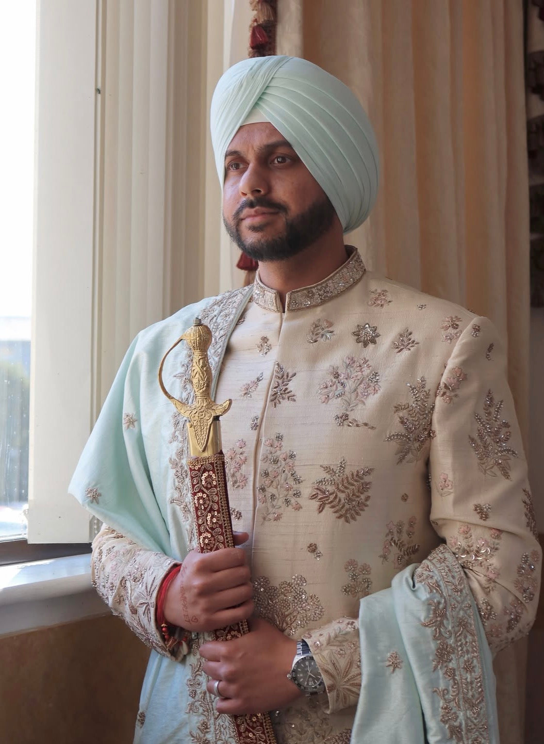 Siddhant in Regal Blue Sherwani