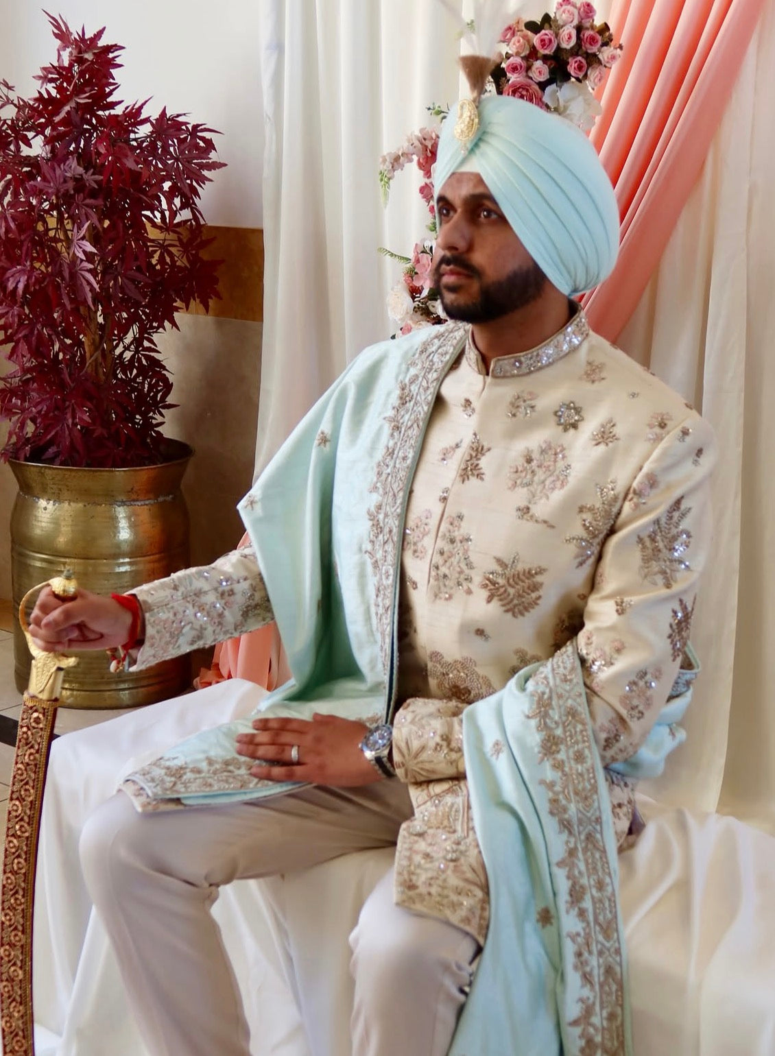 Siddhant in Regal Blue Sherwani