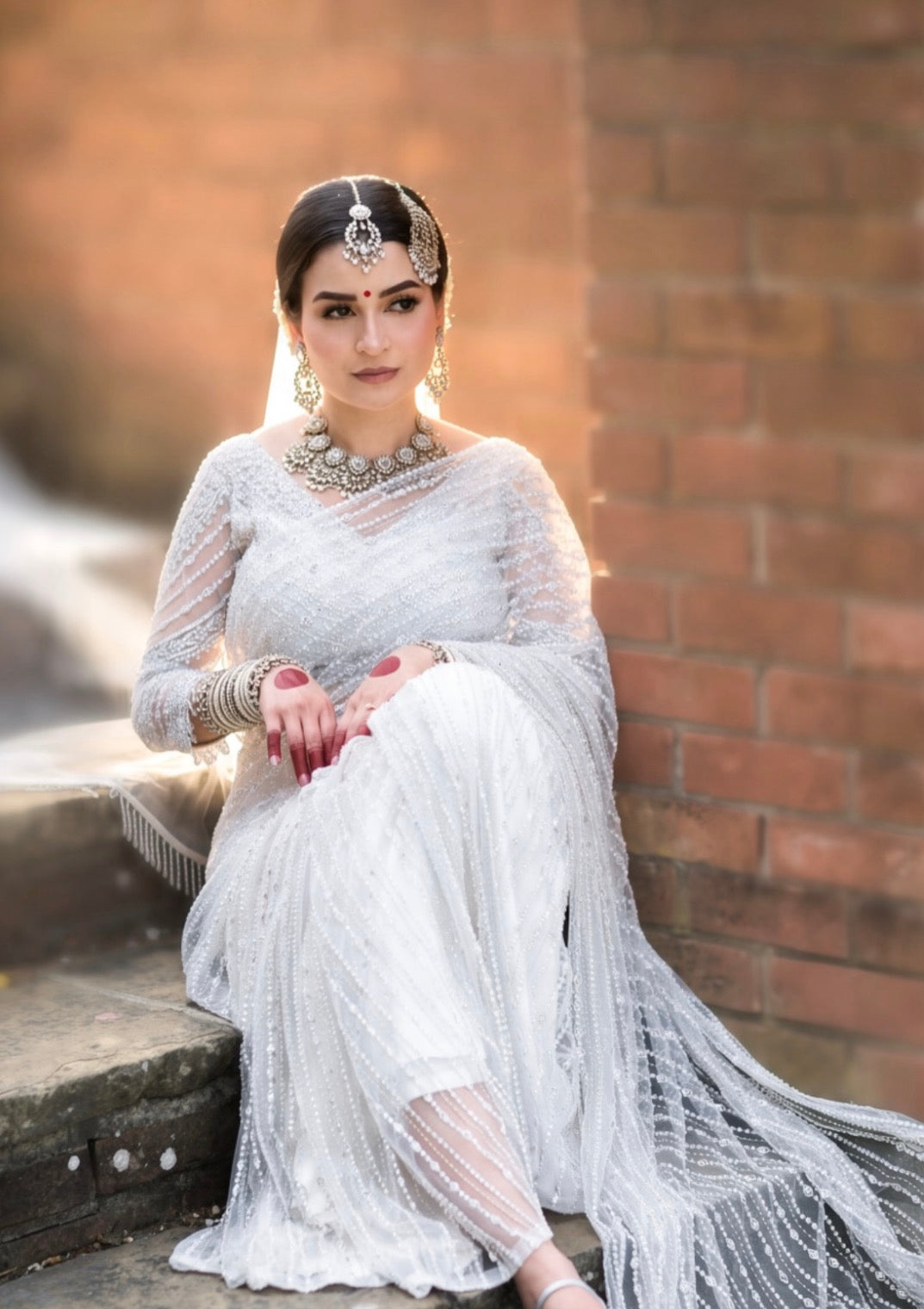 Sharleen in Ivory Saree with Veil