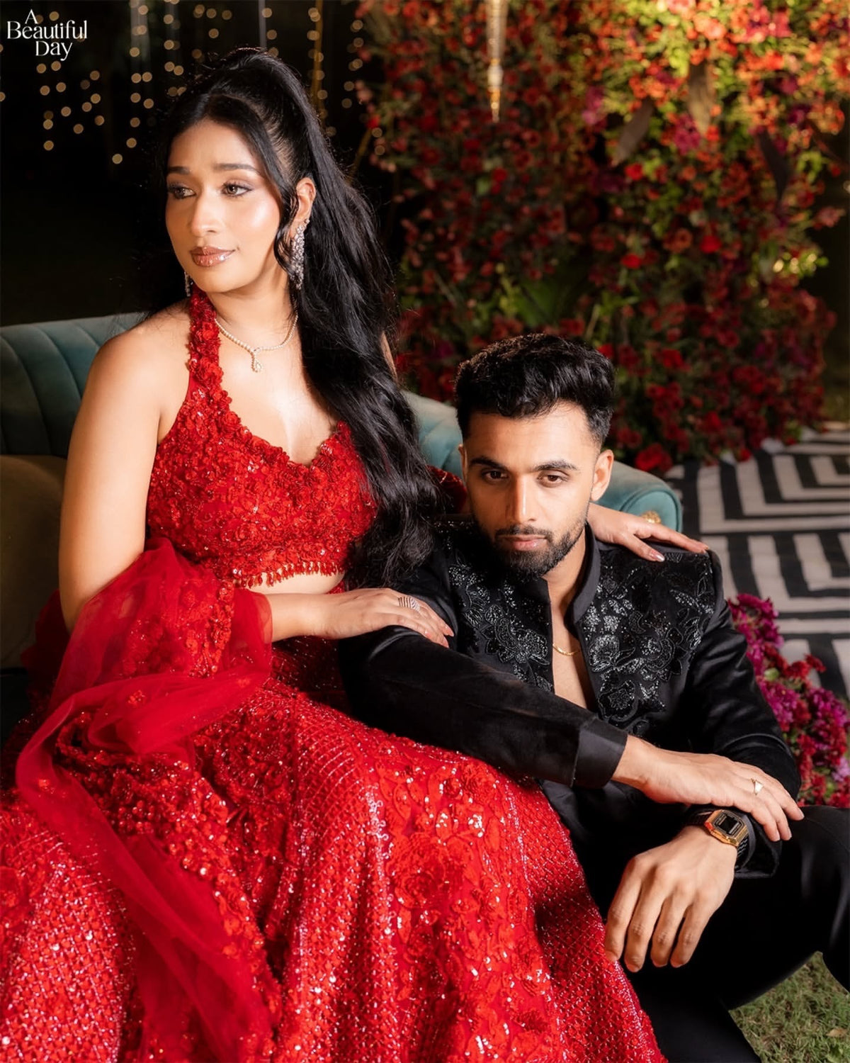 Sri Murahari in Ruby Red Embellished Lehenga