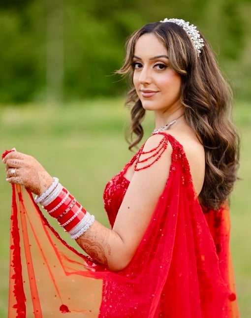 Simran in Scarlet Red Embellished Gown