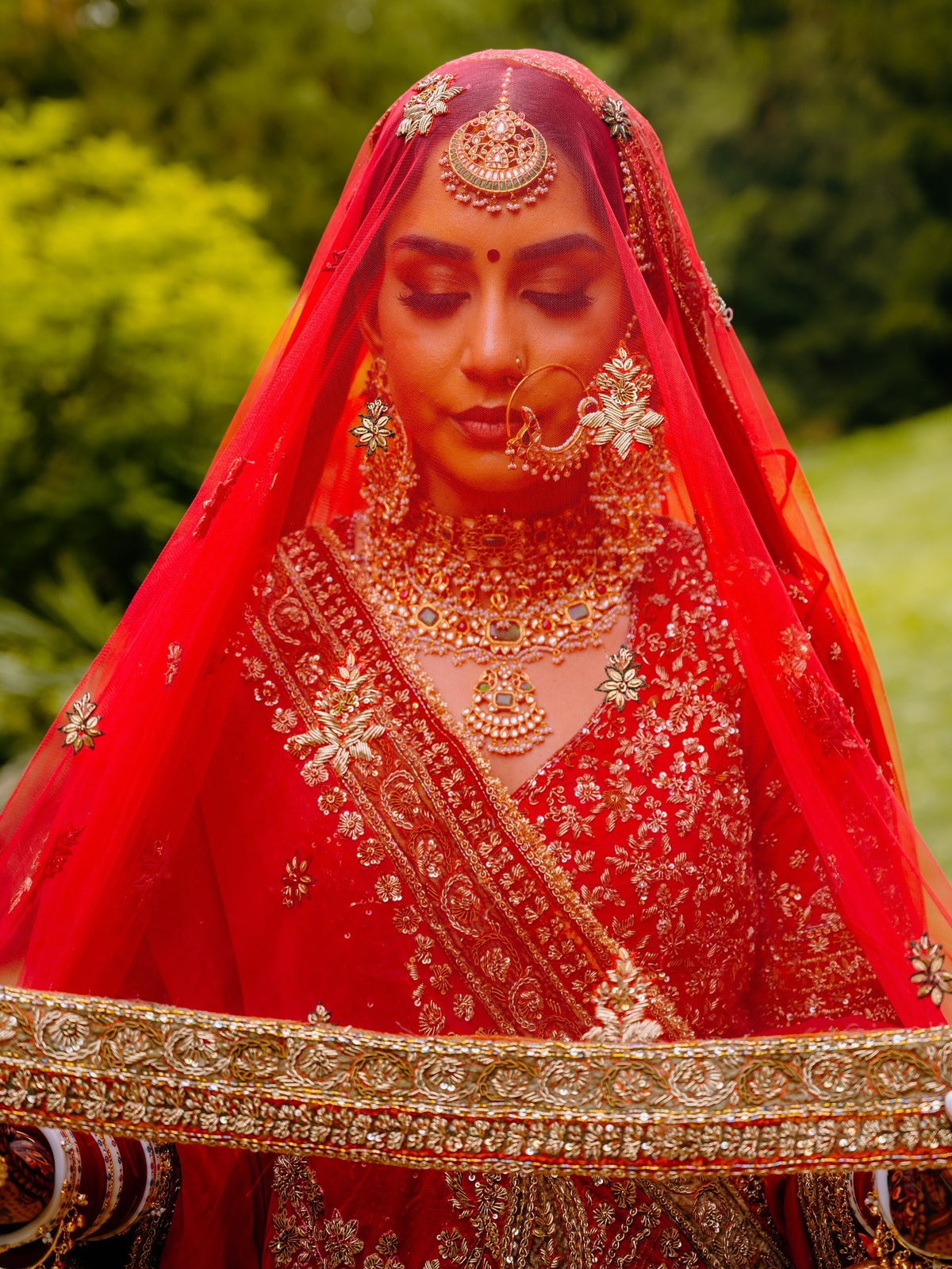 Jaspreet's Anand Karaj in Crimson Red Lehenga