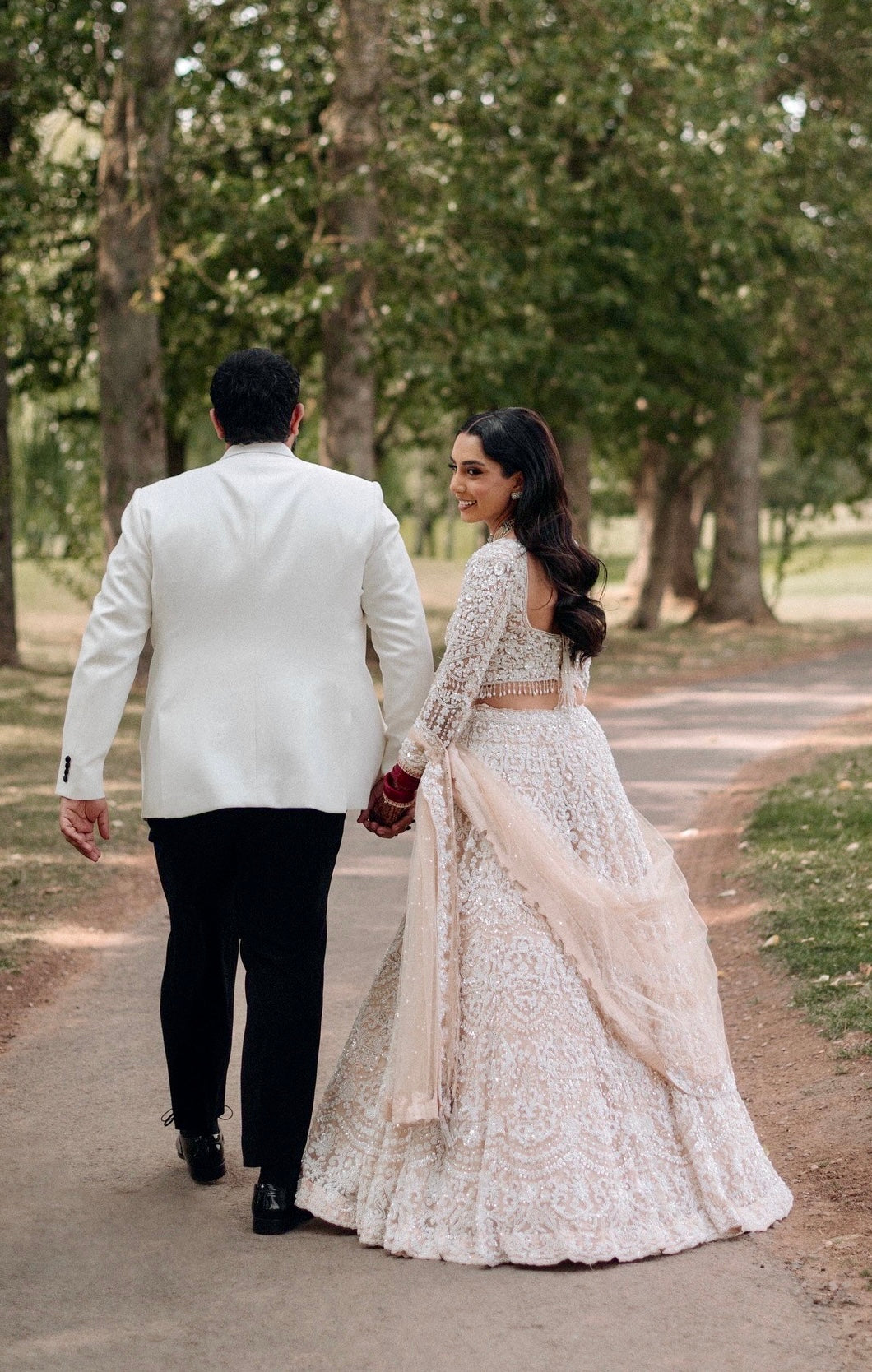 Jaspreet in Soft Peach & Ivory Sequence Lehenga