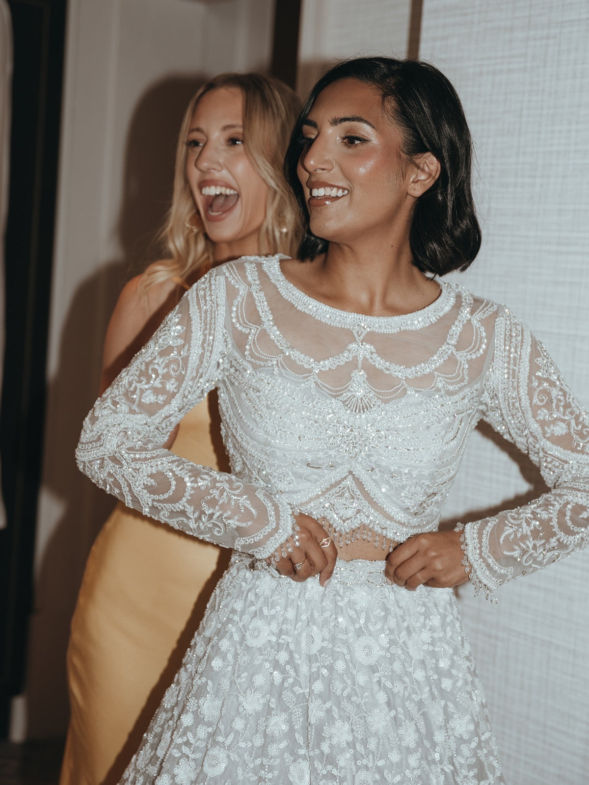 Marya Hanna in White Floral Pearl Lehenga