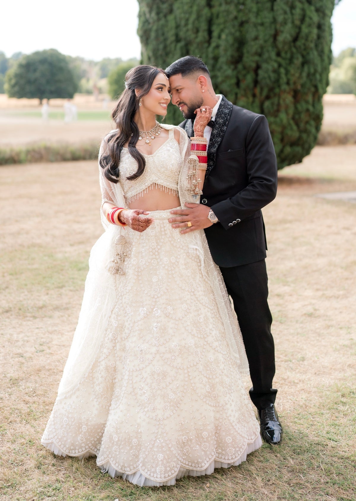 Aleesha's Reception in Pearl Embroidered Lehenga