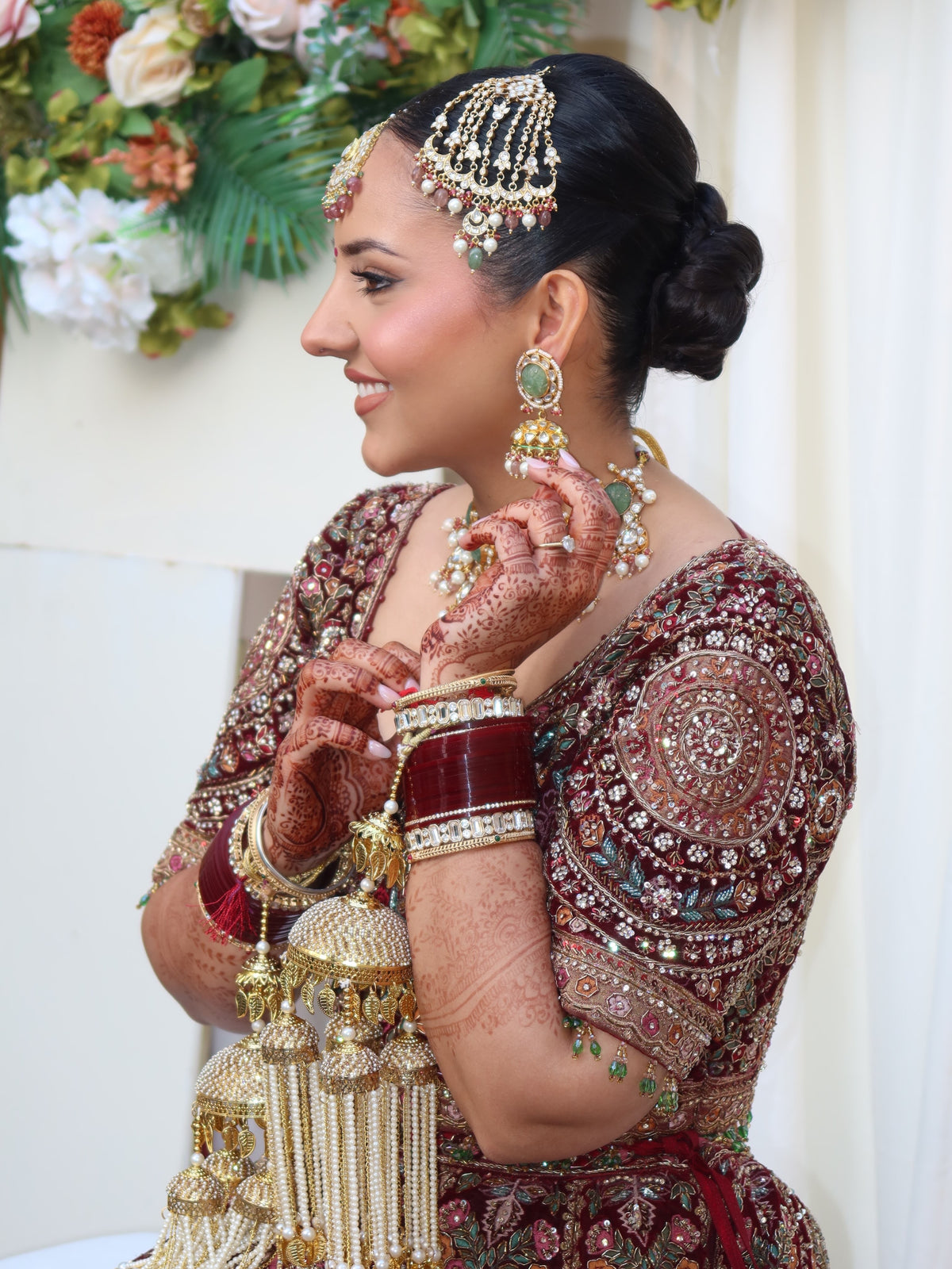Amrit in Deep Maroon Styled Lehenga