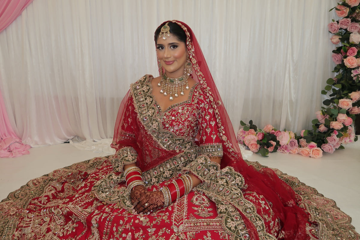 Aneeka's Anand Karaj in Red Gold Lehenga