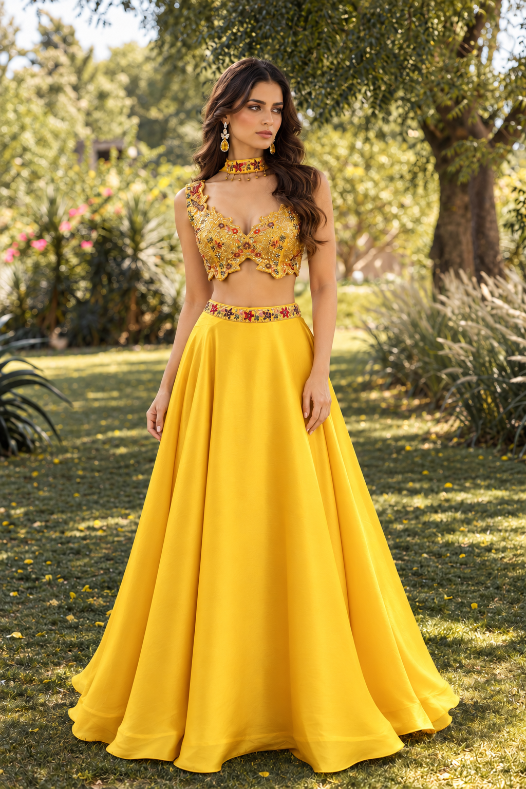 Mustard Amber Embroidered Lehenga