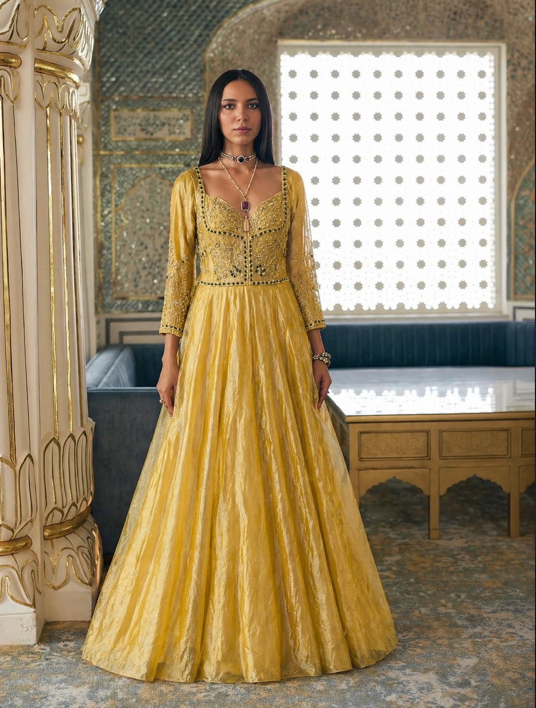 Mustard Gold Anarkali