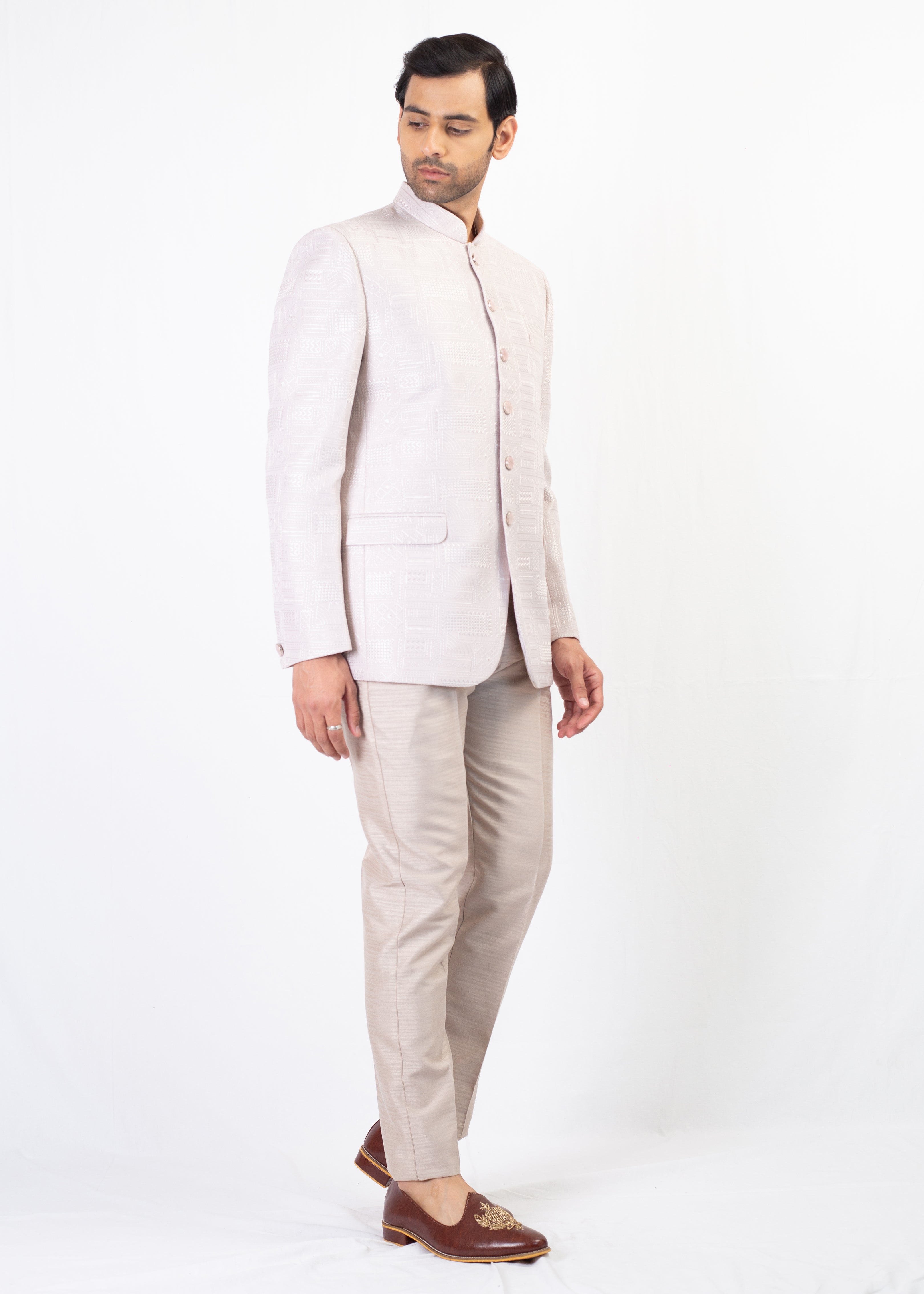 LIGHT GREY EMBROIDERY BLAZER ONLY