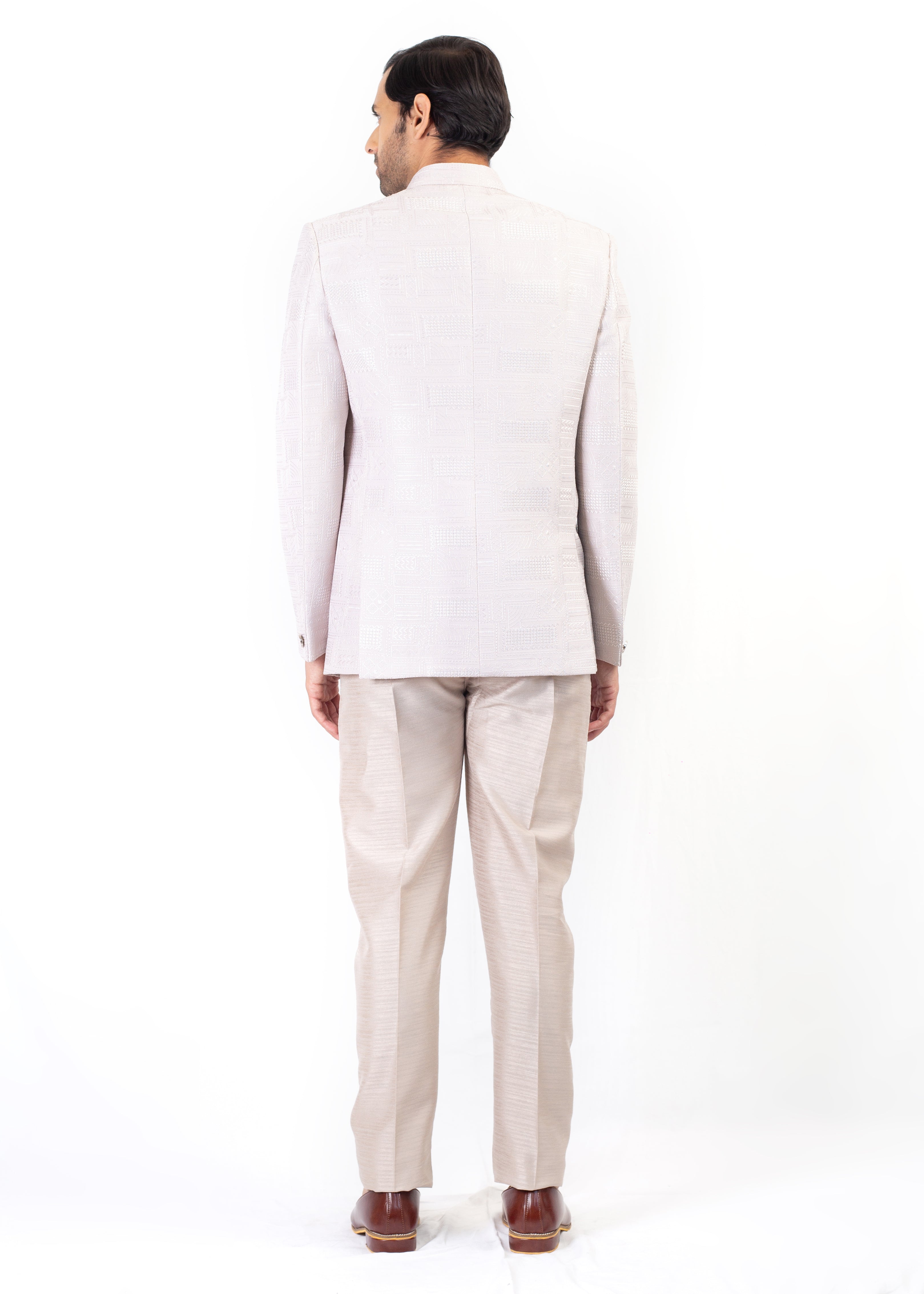 LIGHT GREY EMBROIDERY BLAZER ONLY