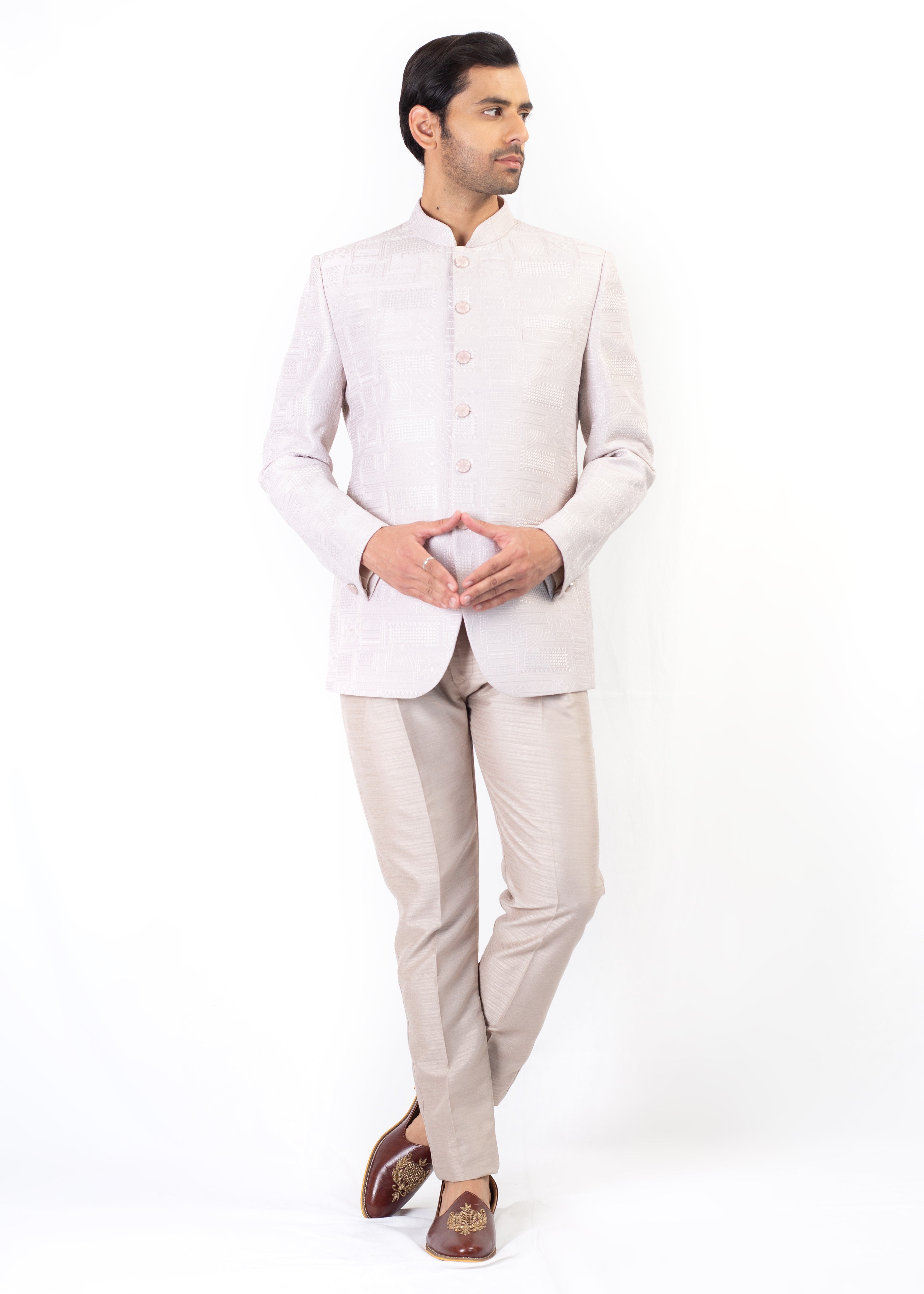 LIGHT GREY EMBROIDERY BLAZER ONLY