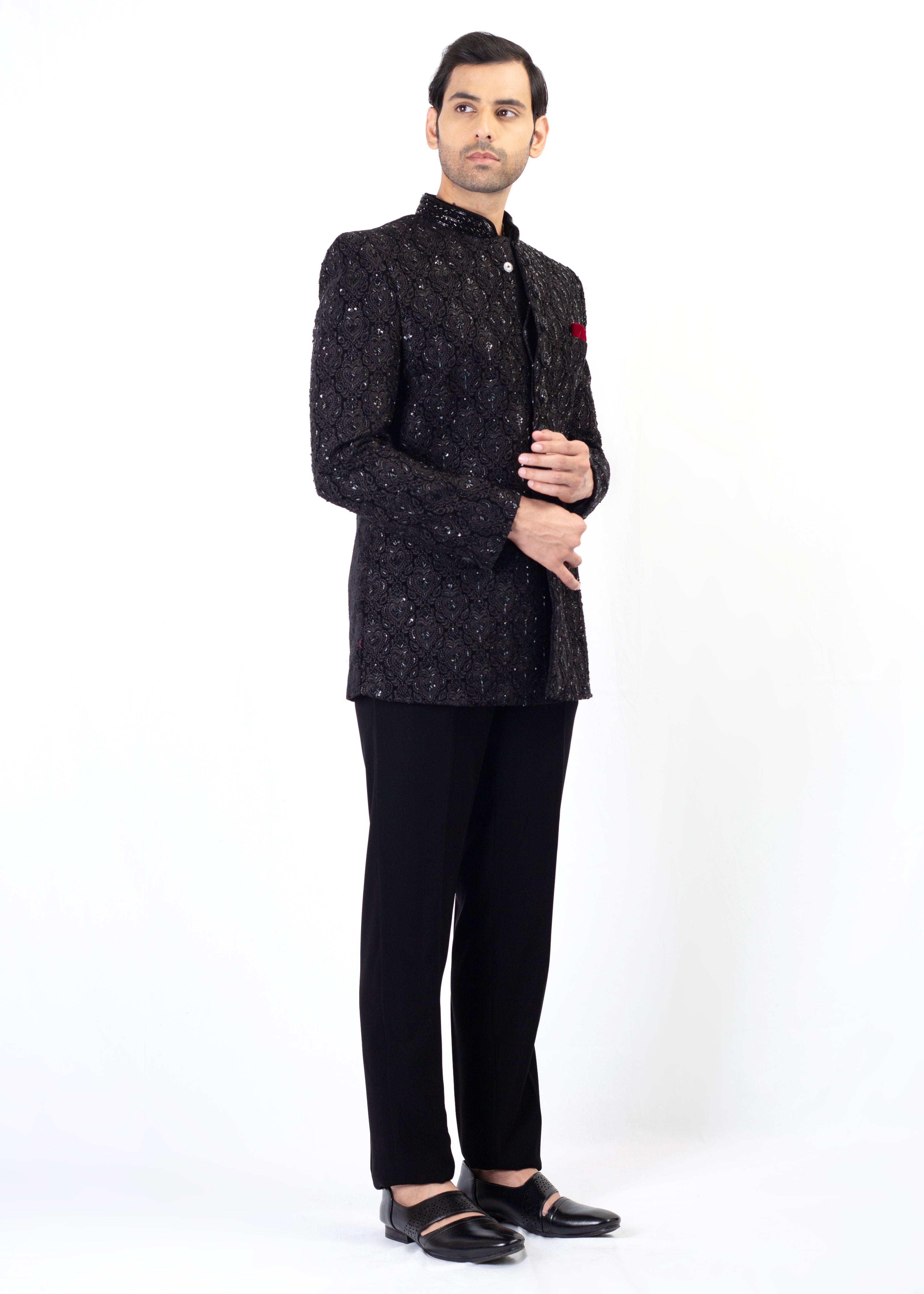 BLACK EMBROIDERY BLAZER ONLY