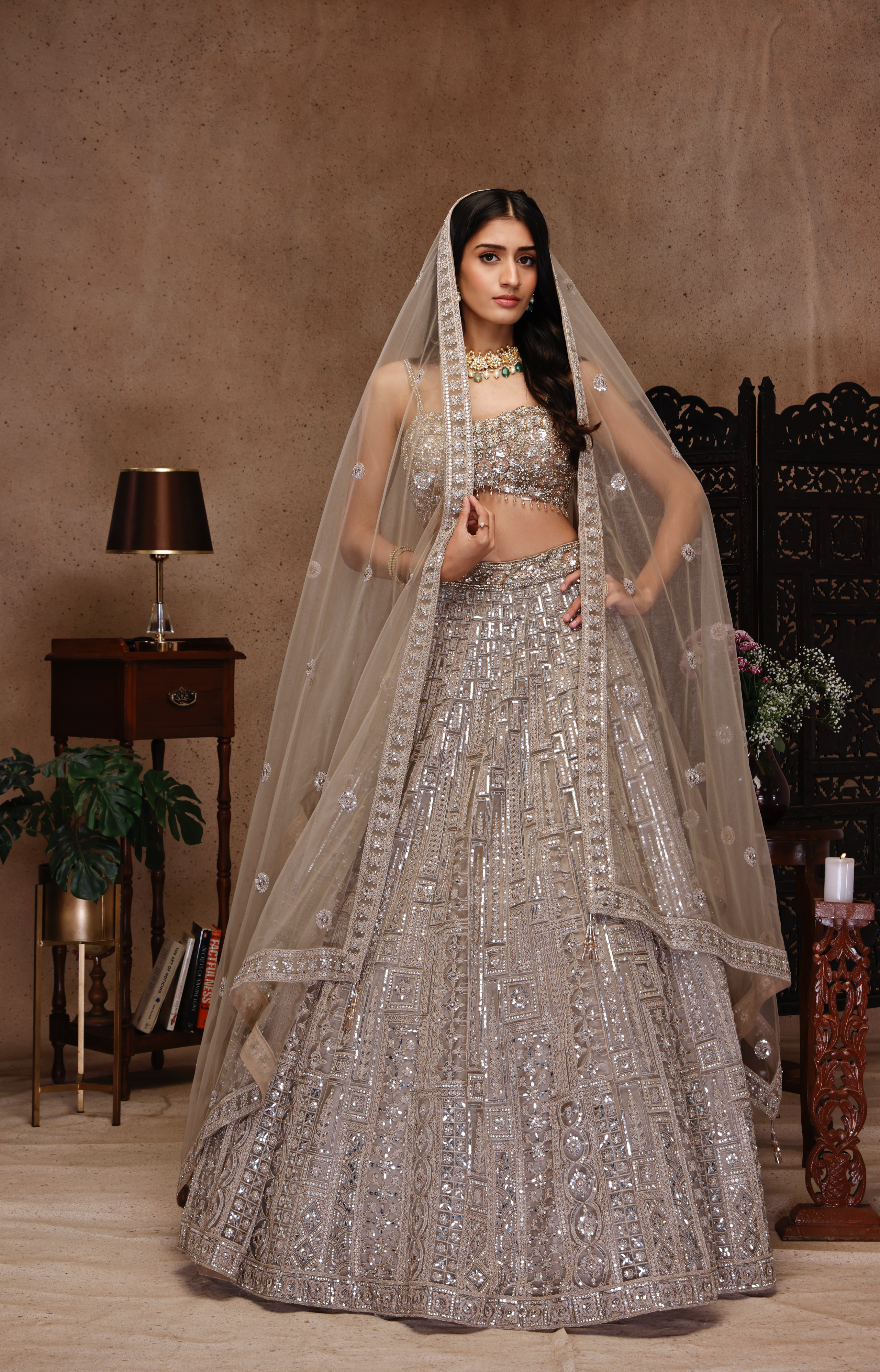 GOLDEN EMBROIDERY TOP WITH  GOLDEN SKIRT