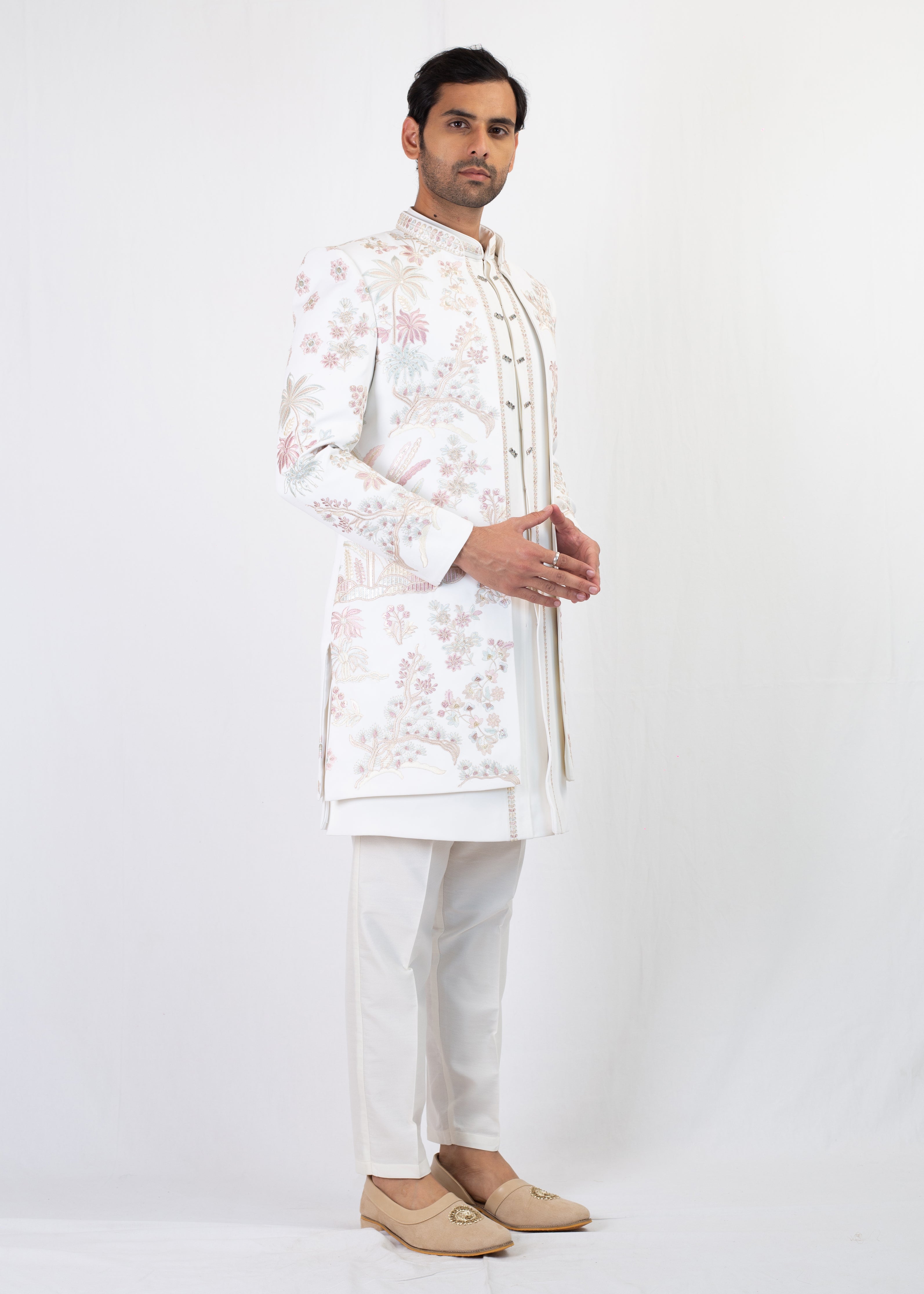 IVORY ELAGANT SHERWANI AND KURTA WITH TROUSER
