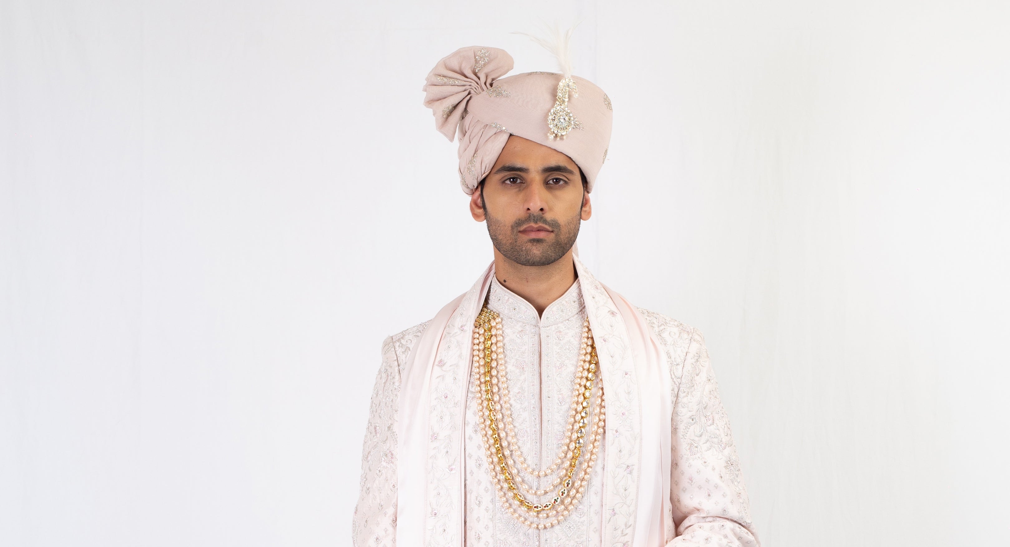 BABY PINK EMBROIDERY SHERWANI AND KURTA WITH TROUSER AND PALLA