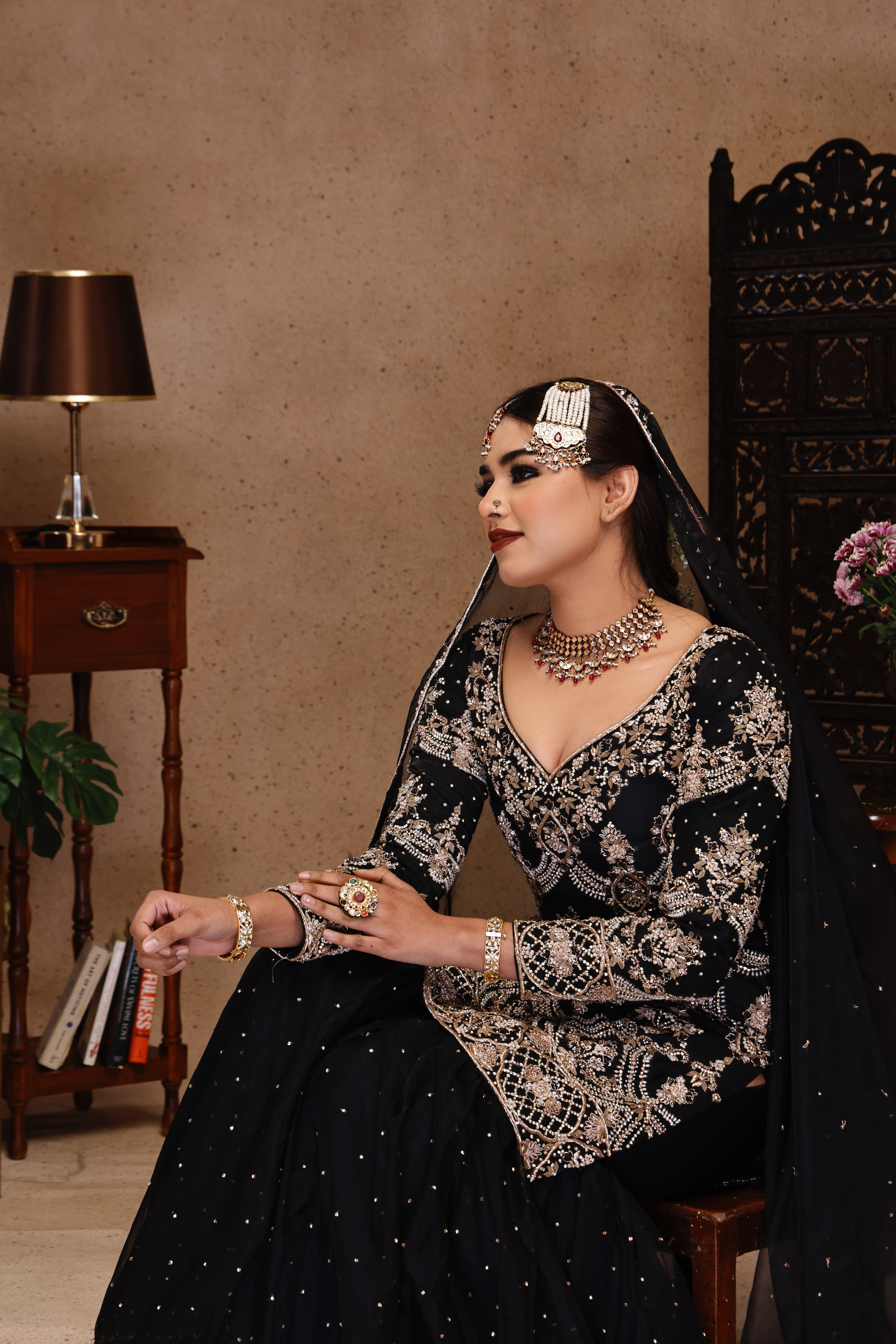 BLACK EMBROIDERY SHIRT AND SHARARA WITH DUPATTA