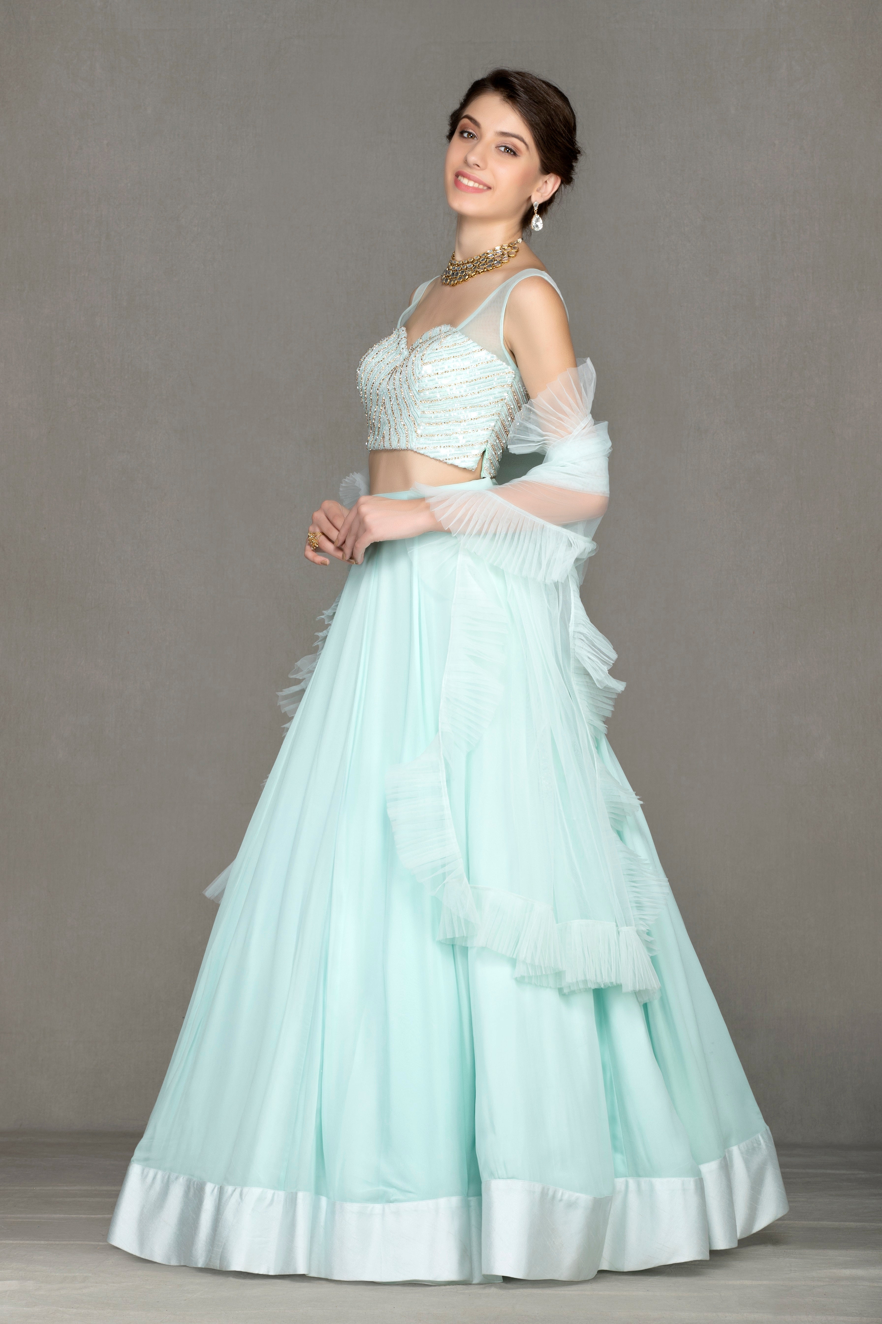 Sequins & Stones Embellished Georgette Lehenga